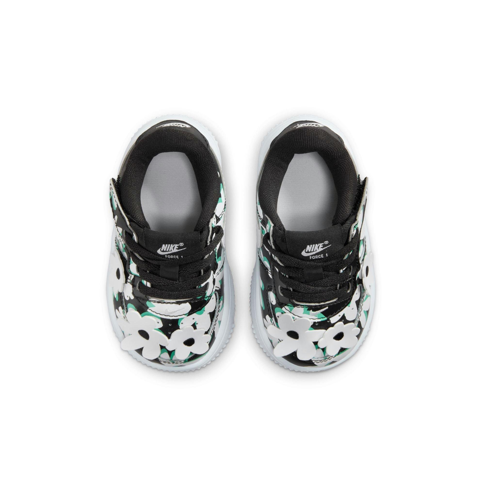 Nike Air Force 1 Low LV8 EasyOn "Black/White/Spring Green/Gum Light Brown" Toddler Girls' Shoe - BLACK/WHITE/GREEN Thumbnail View 7