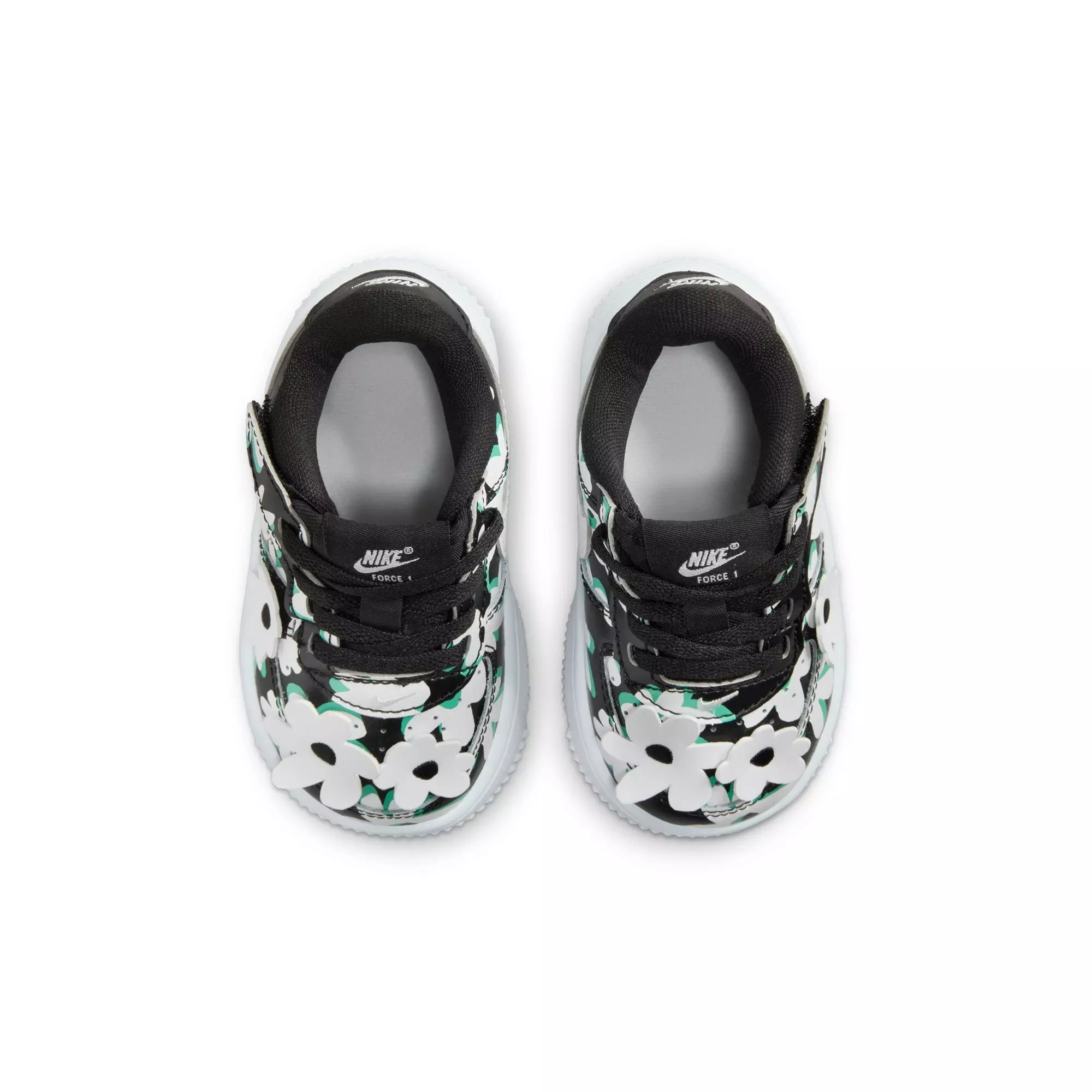 Nike Air Force 1 Low LV8 EasyOn "Black/White/Spring Green/Gum Light Brown" Toddler Girls' Shoe - BLACK/WHITE/GREEN