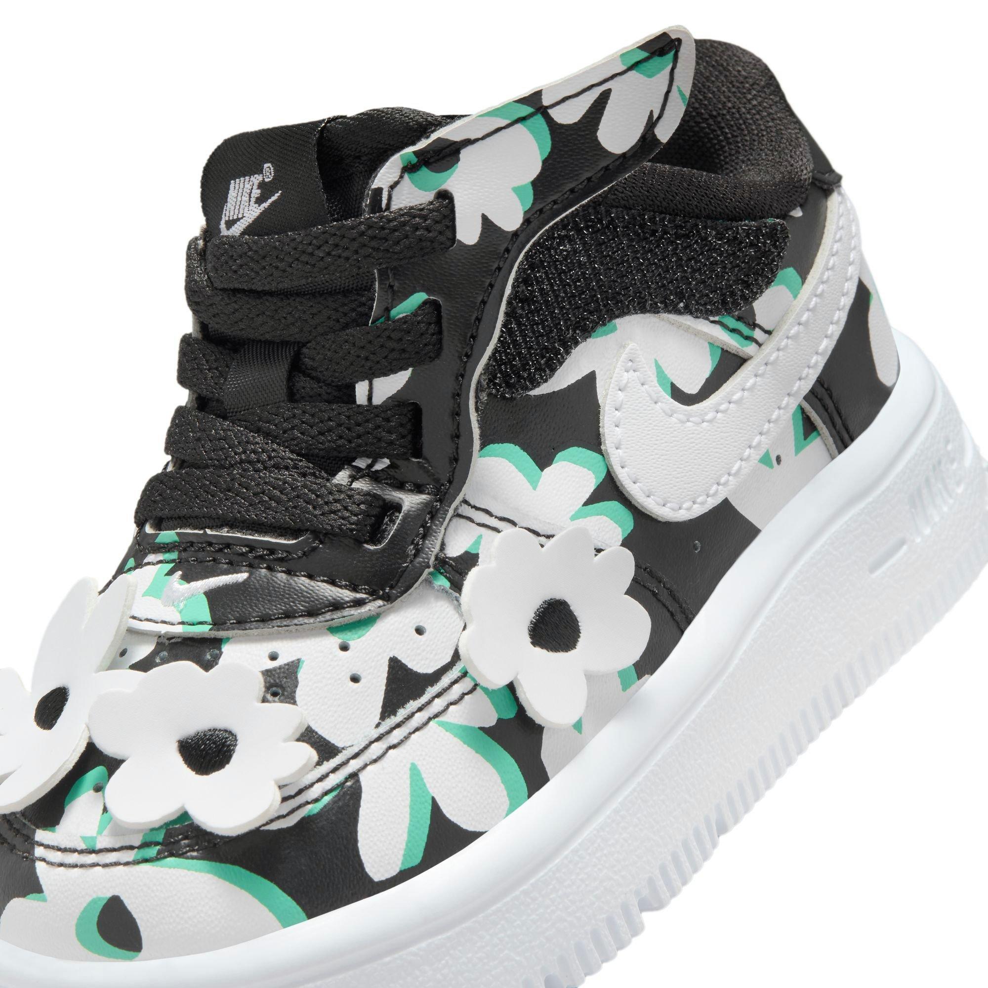 Nike Air Force 1 Low LV8 EasyOn "Black/White/Spring Green/Gum Light Brown" Toddler Girls' Shoe - BLACK/WHITE/GREEN Thumbnail View 10
