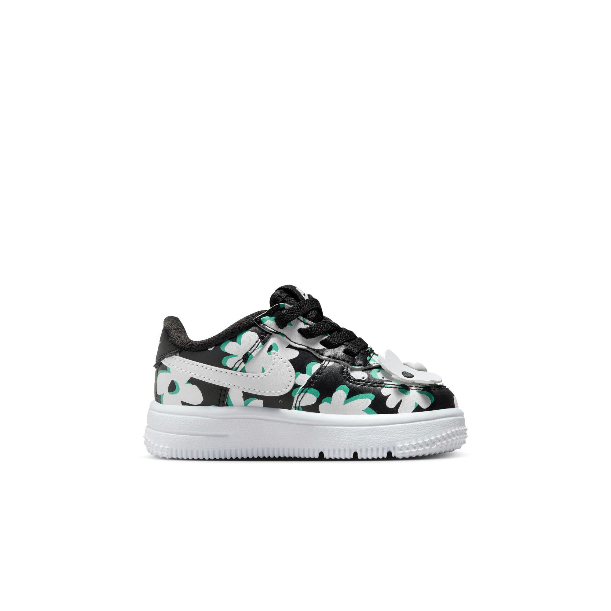 Nike Air Force 1 Low LV8 EasyOn "Black/White/Spring Green/Gum Light Brown" Toddler Girls' Shoe - BLACK/WHITE/GREEN Thumbnail View 2