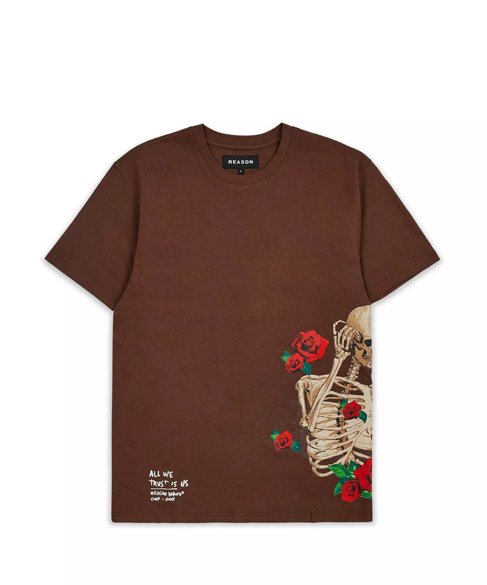 Reason Men's Trust Skeleton Roses Tee - Brown - BROWN