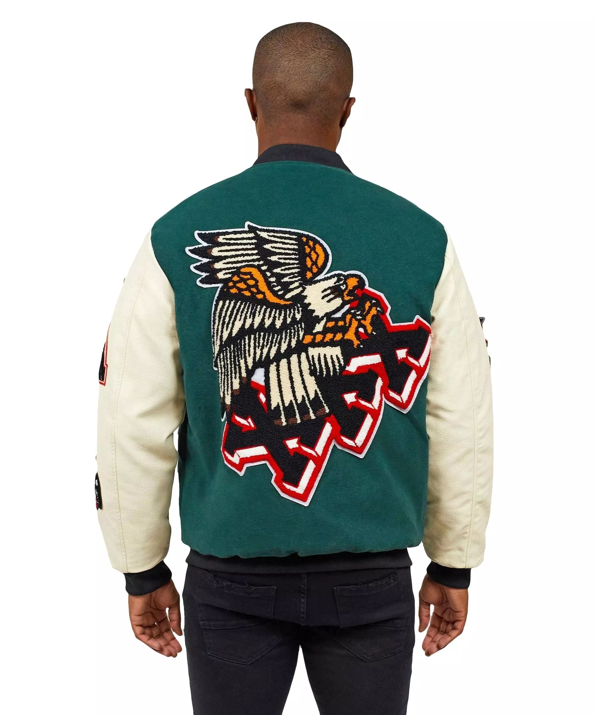 Reason Men's Spoiler Varsity Patch Jacket - GREEN/WHITE