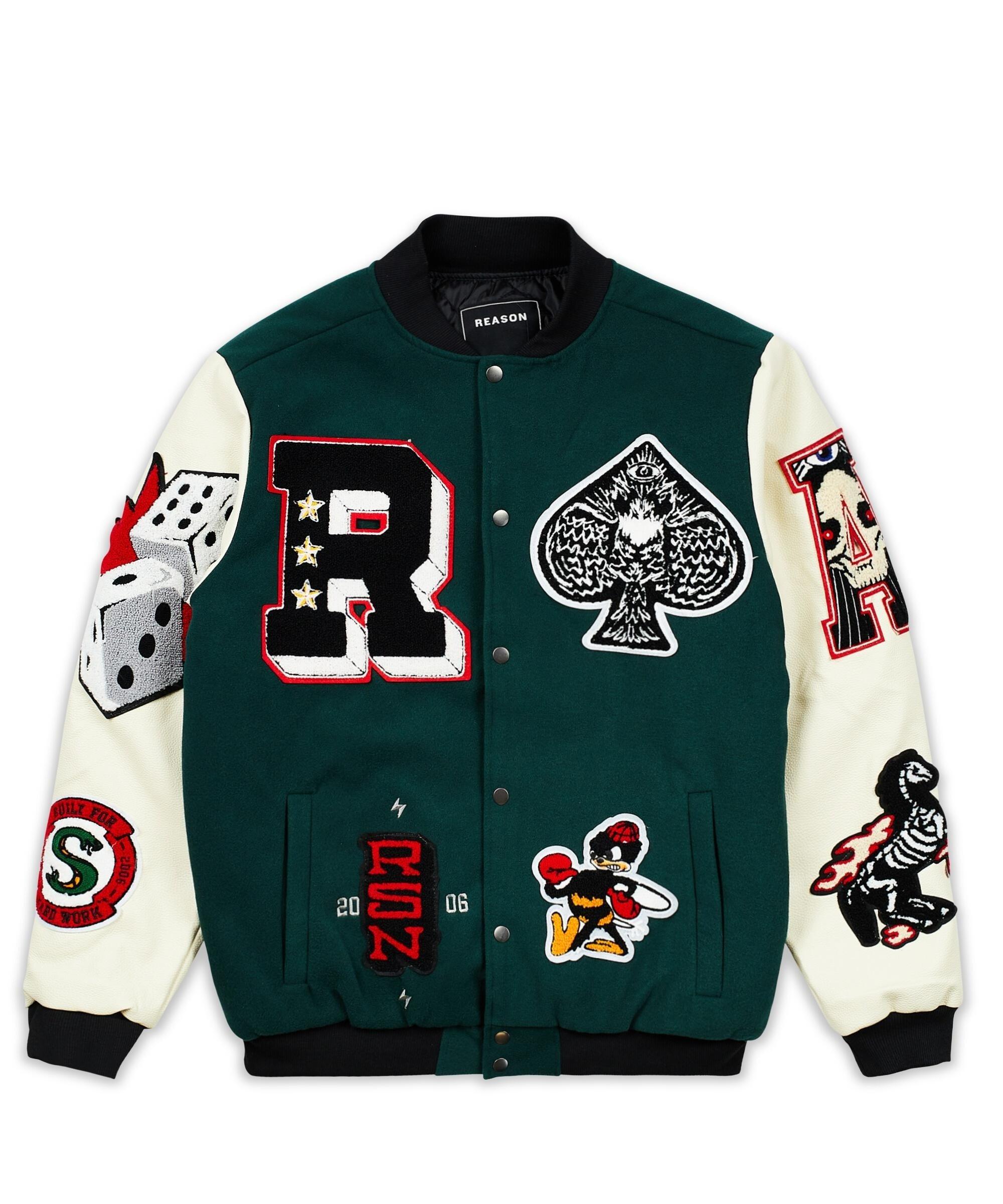 Reason Men's Spoiler Varsity Patch Jacket - GREEN/WHITE Thumbnail View 4