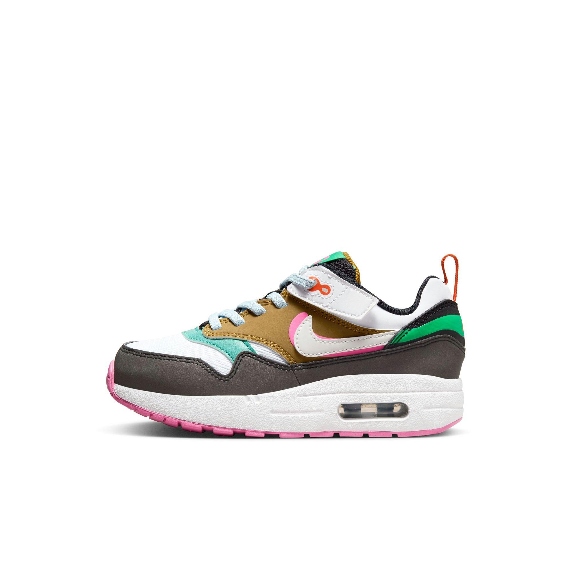 Nike Air Max 1 SE EasyOn Preschool Girls' Black/White/Playful Pink/Stadium Green Shoe