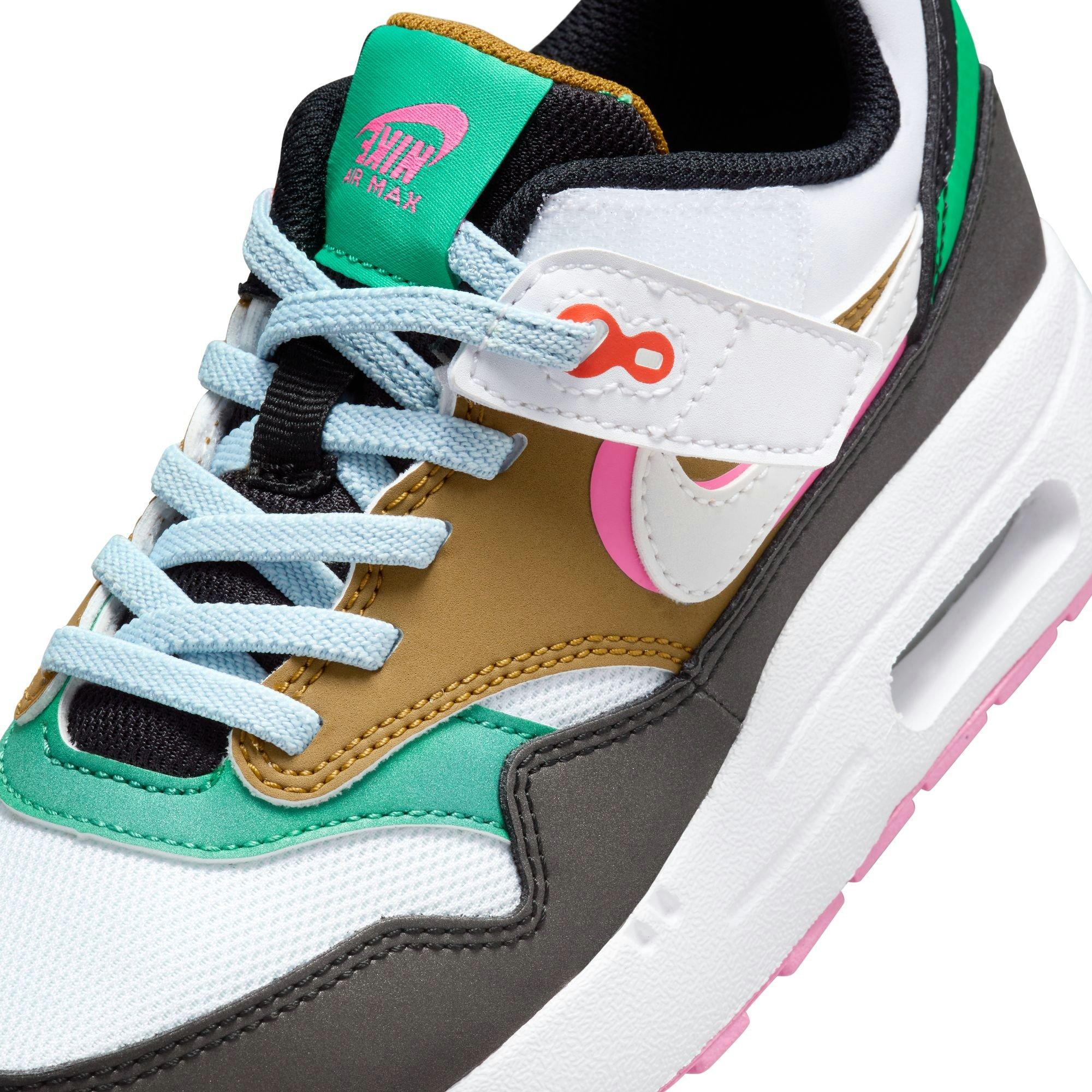 Nike Air Max 1 SE EasyOn Preschool Girls' Black/White/Playful Pink/Stadium Green Shoe