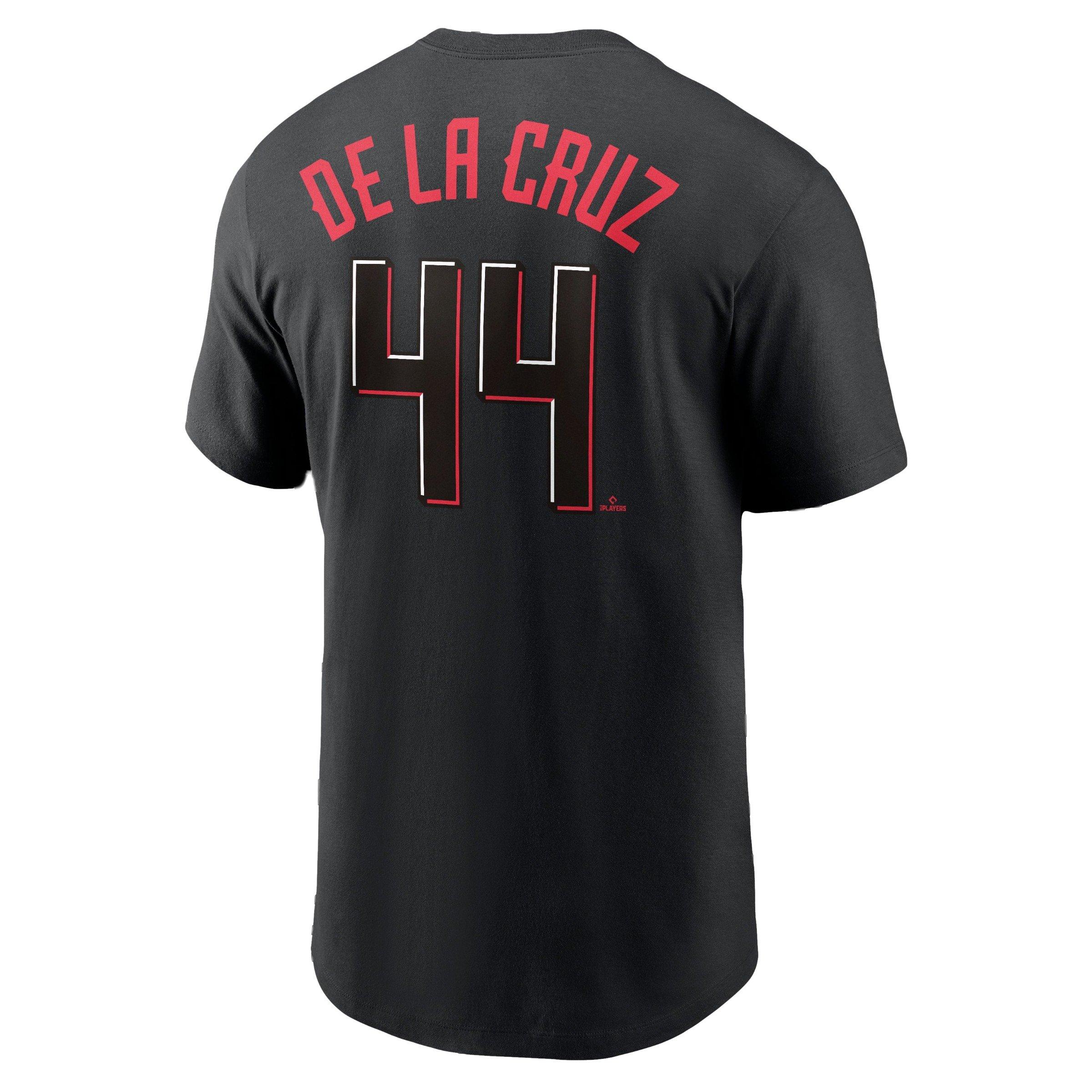 Nike Men's Elly De La Cruz Cincinnati Reds 2023 City Connect Name & Number Top - BLACK Thumbnail View 2