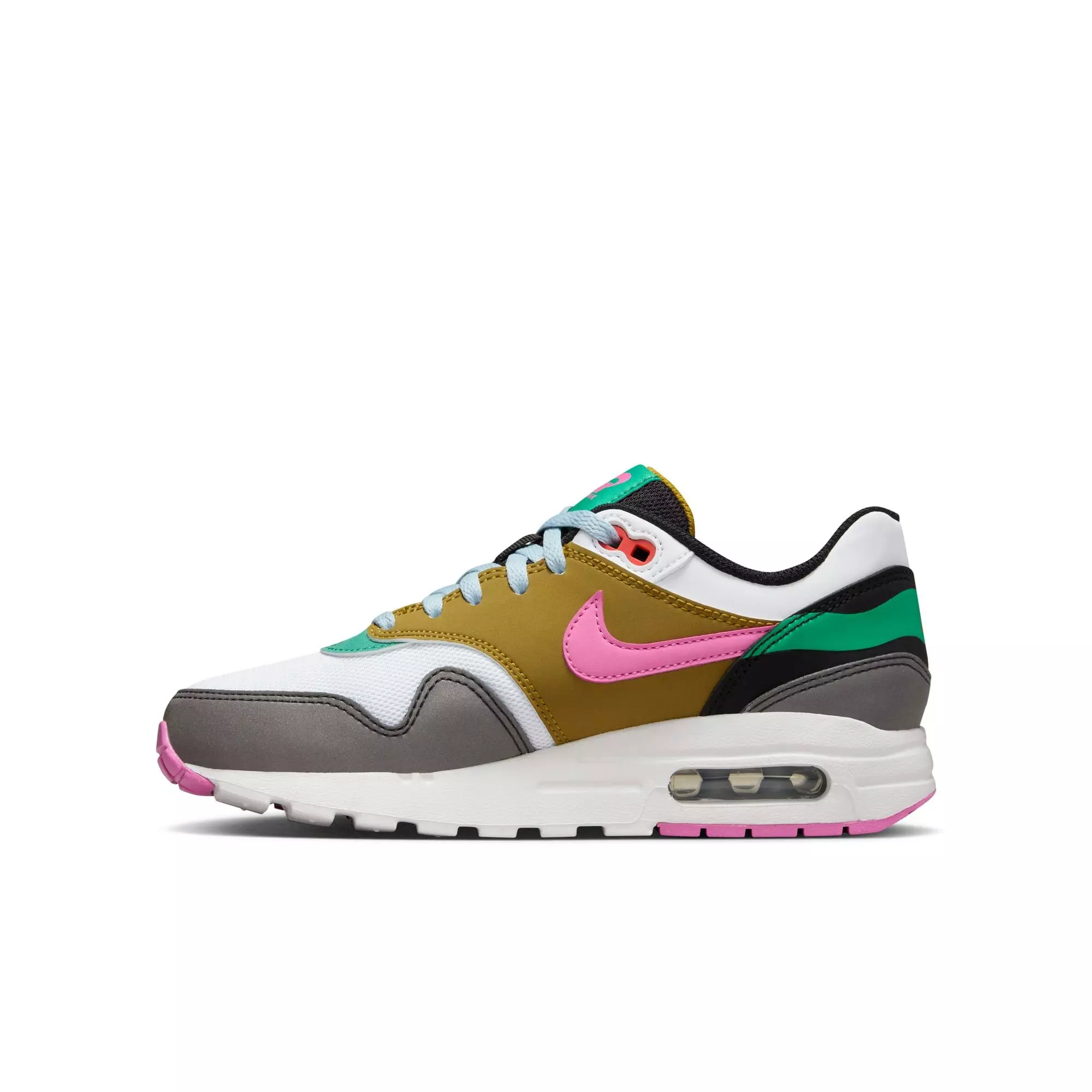 Nike Air Max 1 SE "Black/White/Playful Pink/Stadium Green" Grade School Girls' Shoe - MULTI-COLOR