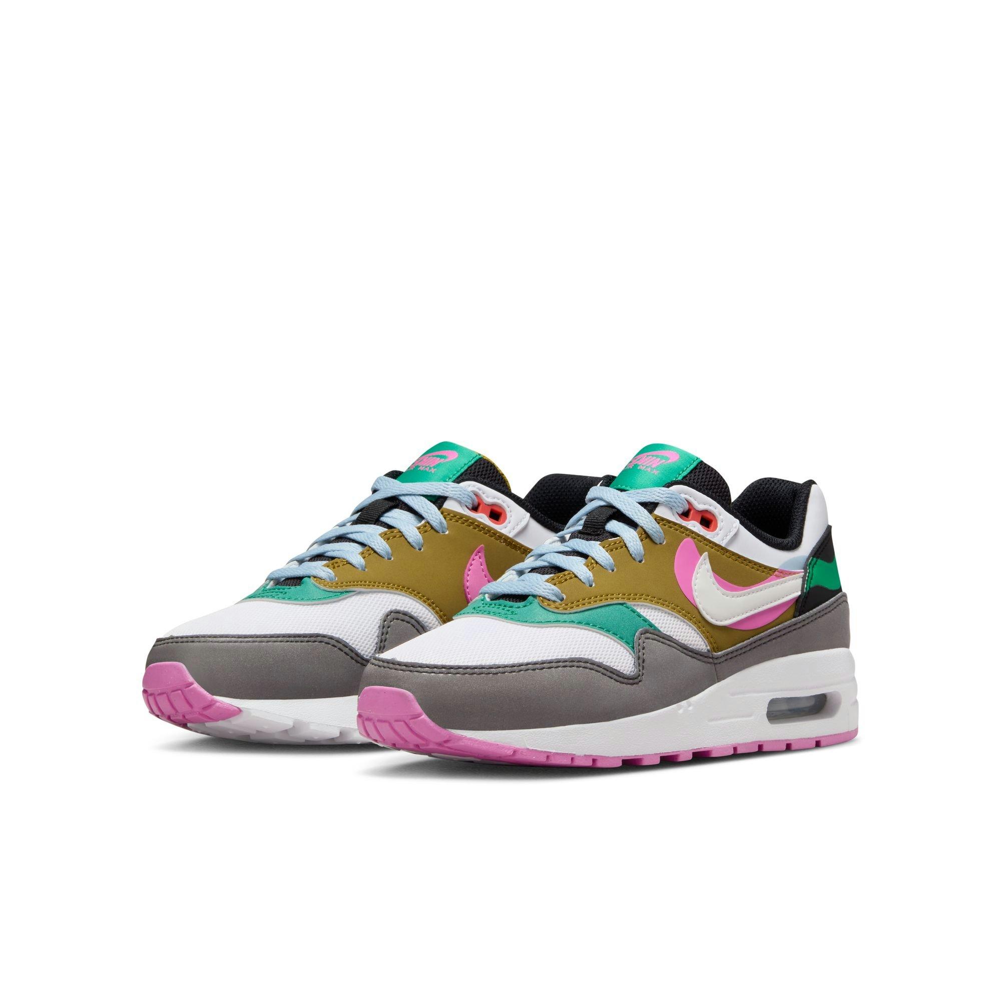 Nike Air Max 1 SE Grade School Girls' Black/White/Playful Pink/Stadium Green Shoe