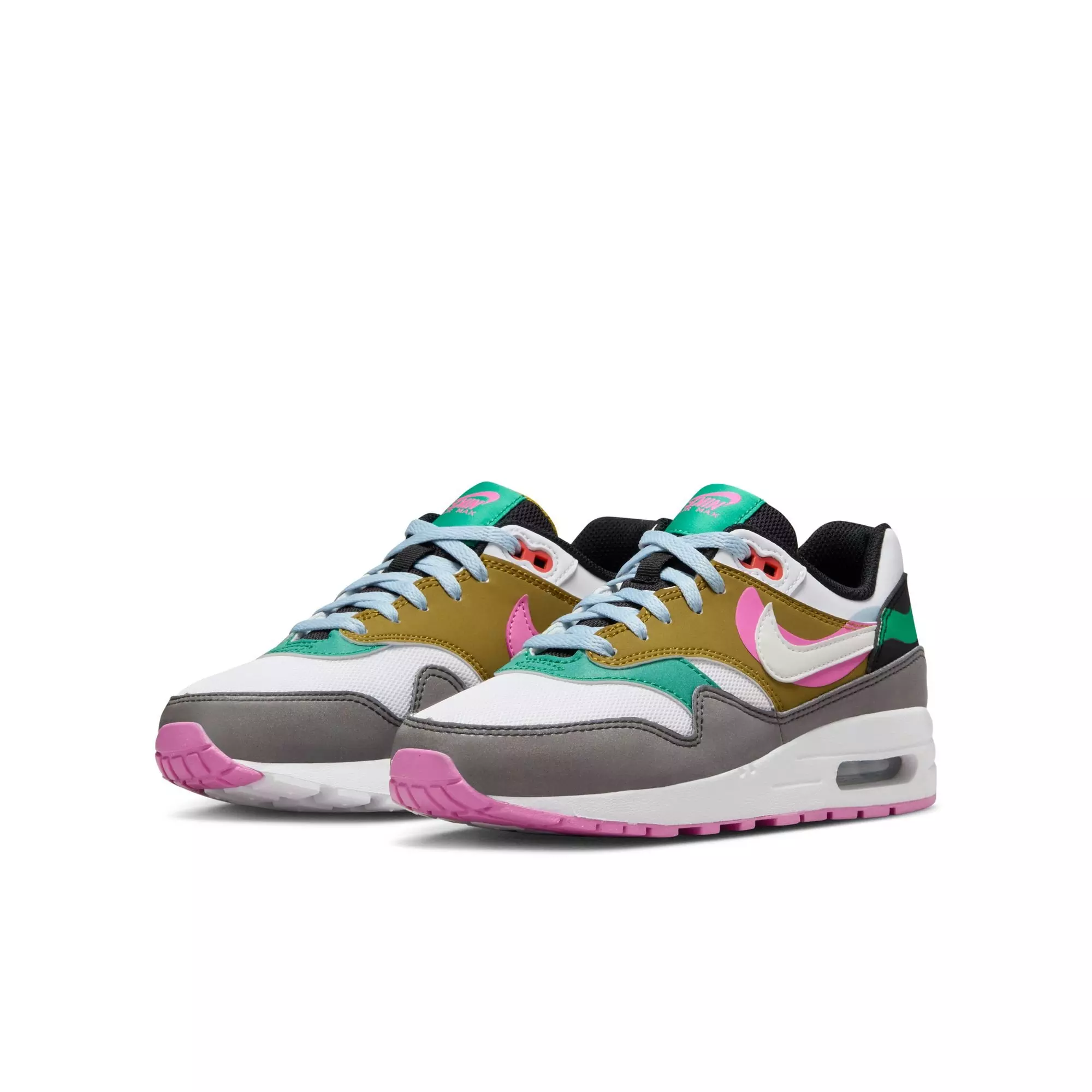 Nike Air Max 1 SE "Black/White/Playful Pink/Stadium Green" Grade School Girls' Shoe - MULTI-COLOR