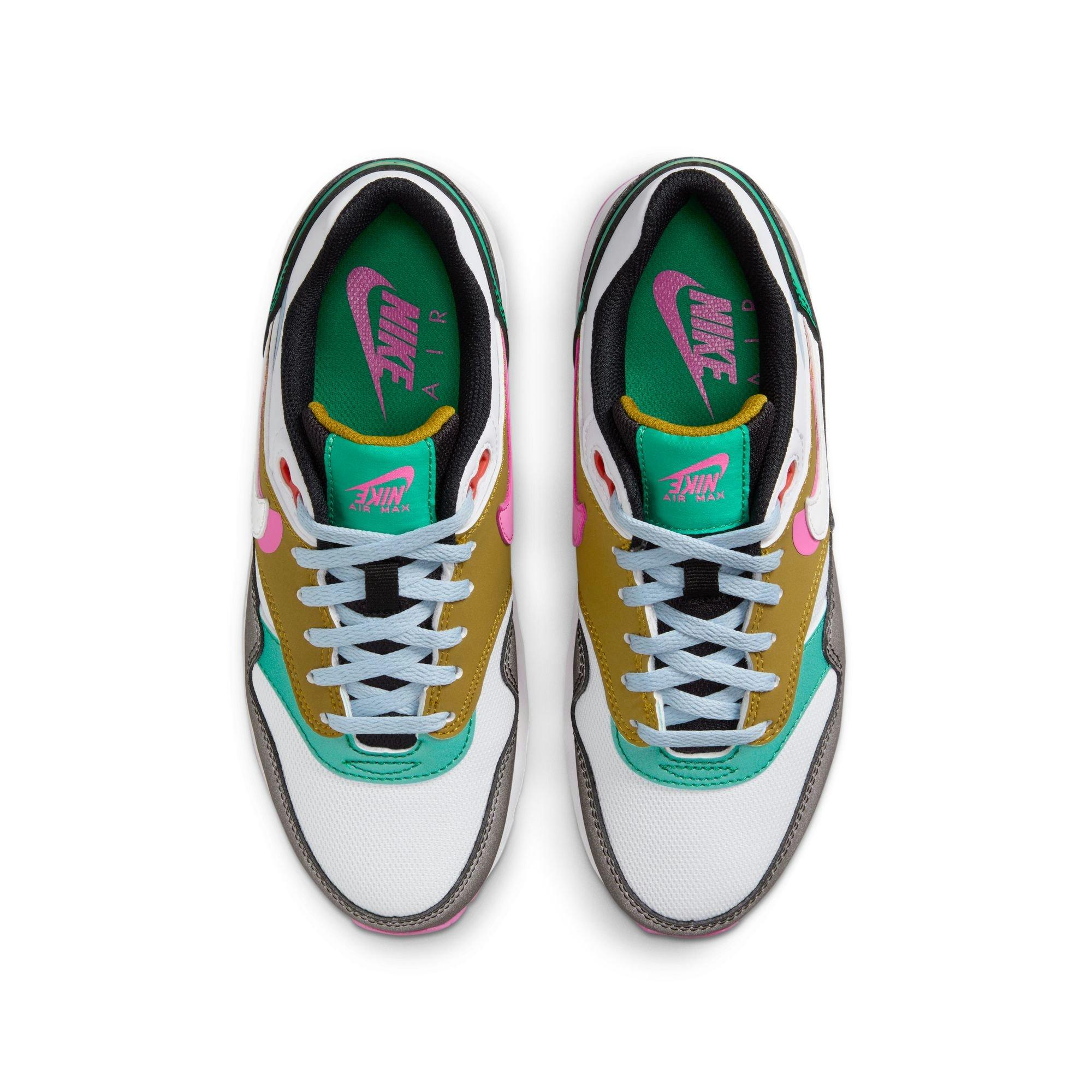 Nike Air Max 1 SE Grade School Girls' Black/White/Playful Pink/Stadium Green Shoe