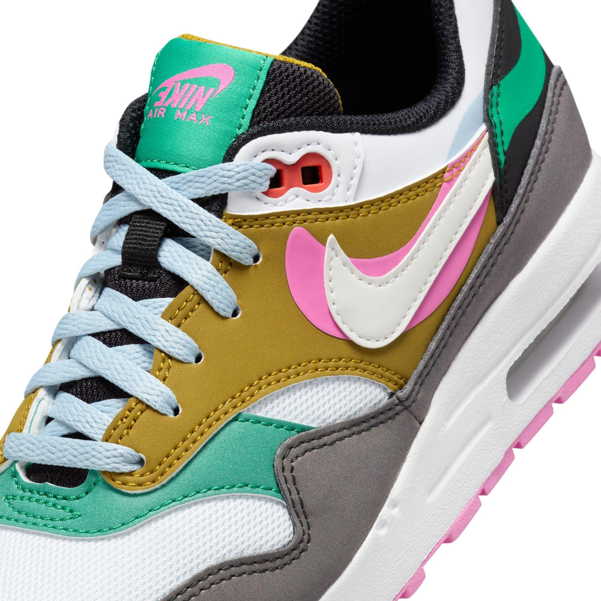 Nike Air Max 1 SE Grade School Girls' Black/White/Playful Pink/Stadium Green Shoe