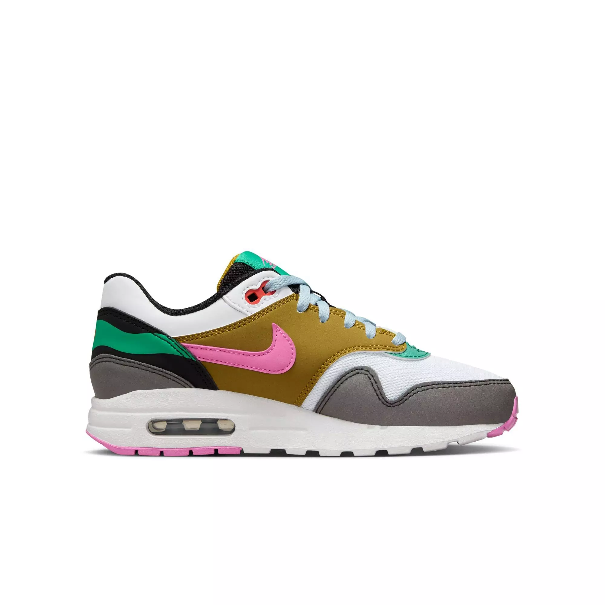 Nike Air Max 1 SE "Black/White/Playful Pink/Stadium Green" Grade School Girls' Shoe - MULTI-COLOR