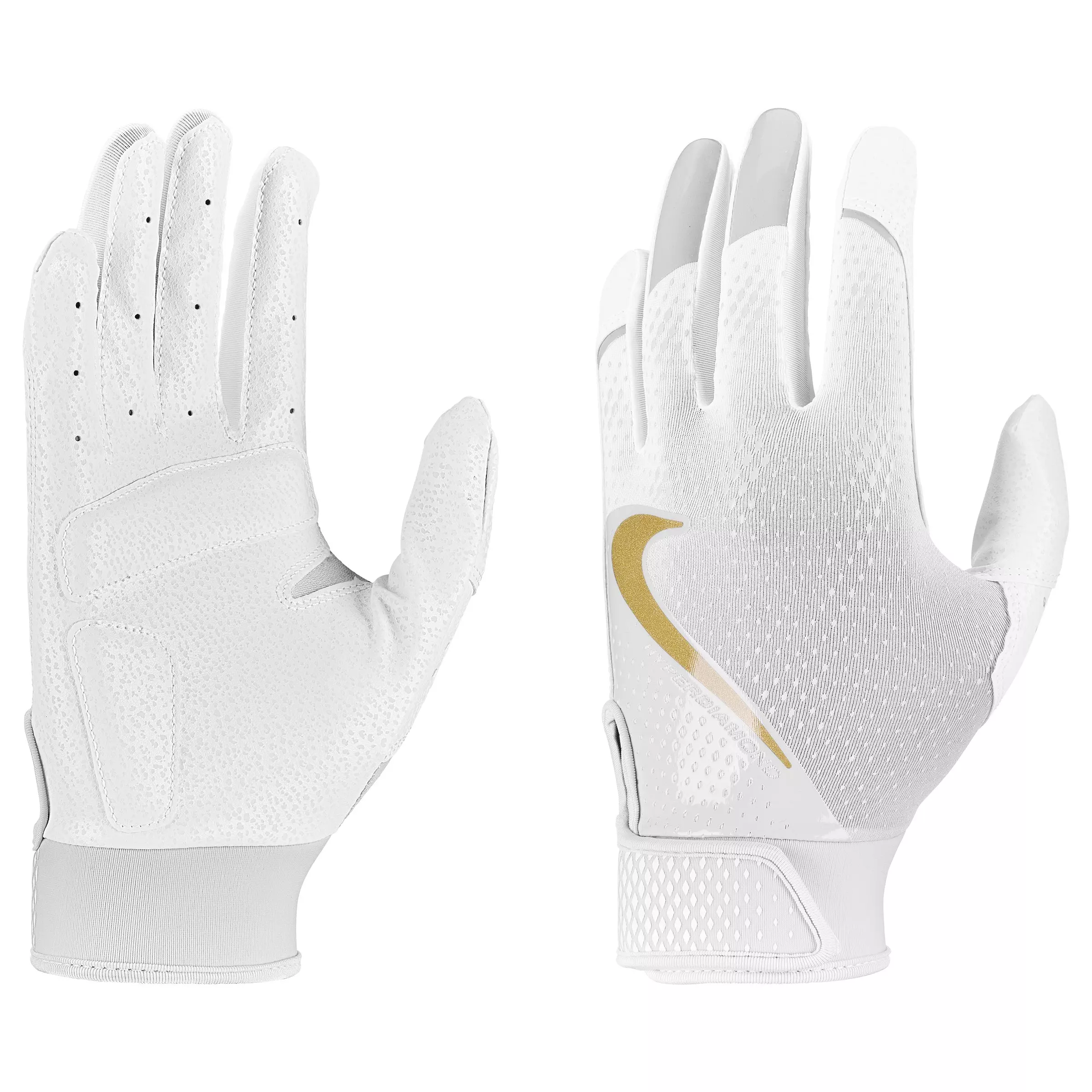 Nike Hyperdiamond 3.0 Softball Batting Gloves - White/Gold - WHITE/GOLD