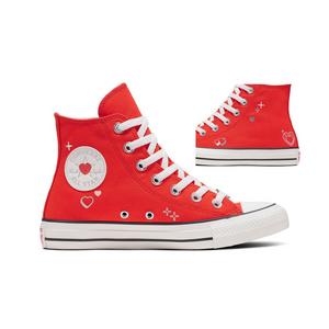 White converse outlet with red stripe