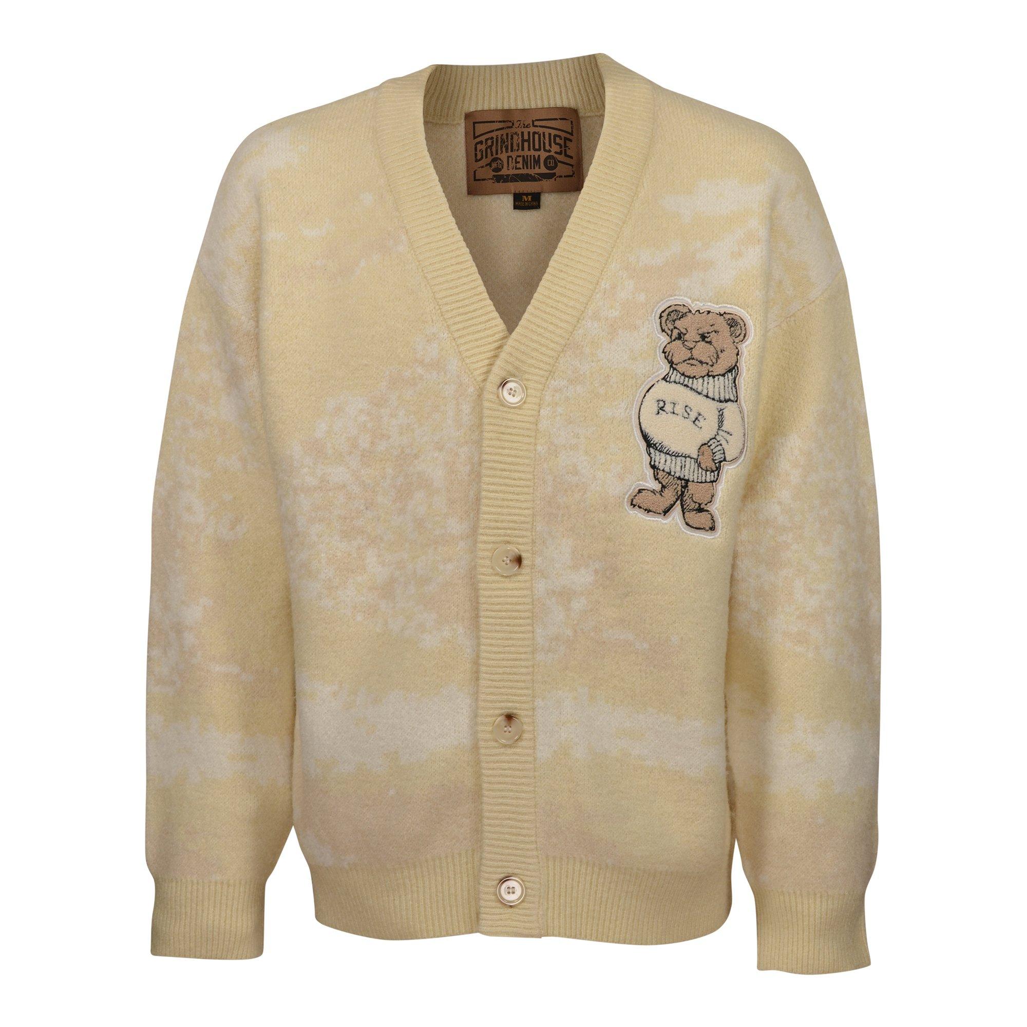 Grindhouse Men's Varsity Sweater Cardigan - Ecru - TAN