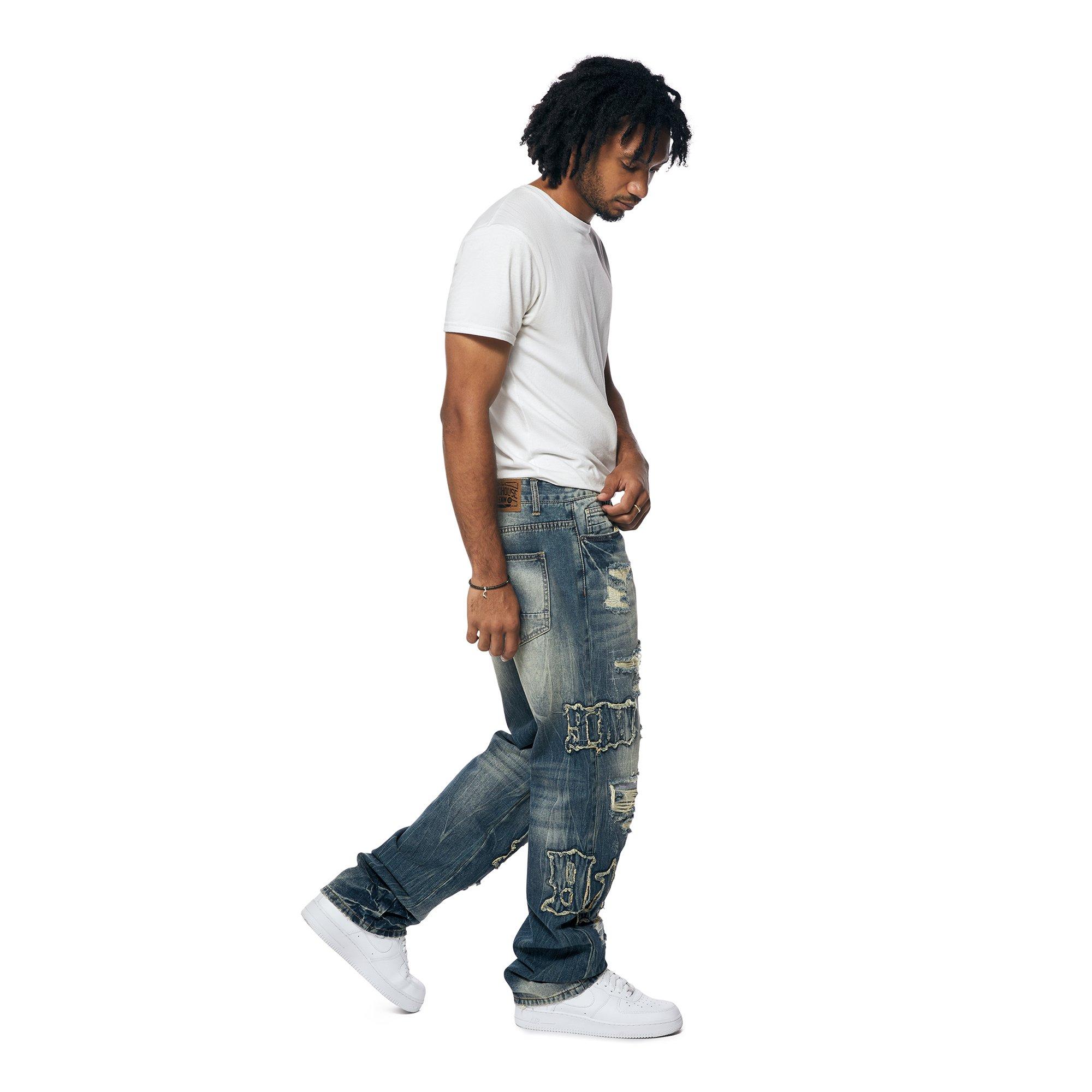 Grindhouse Men's Westport Blue Wide Straight Fit Jeans - BLUE Thumbnail View 3