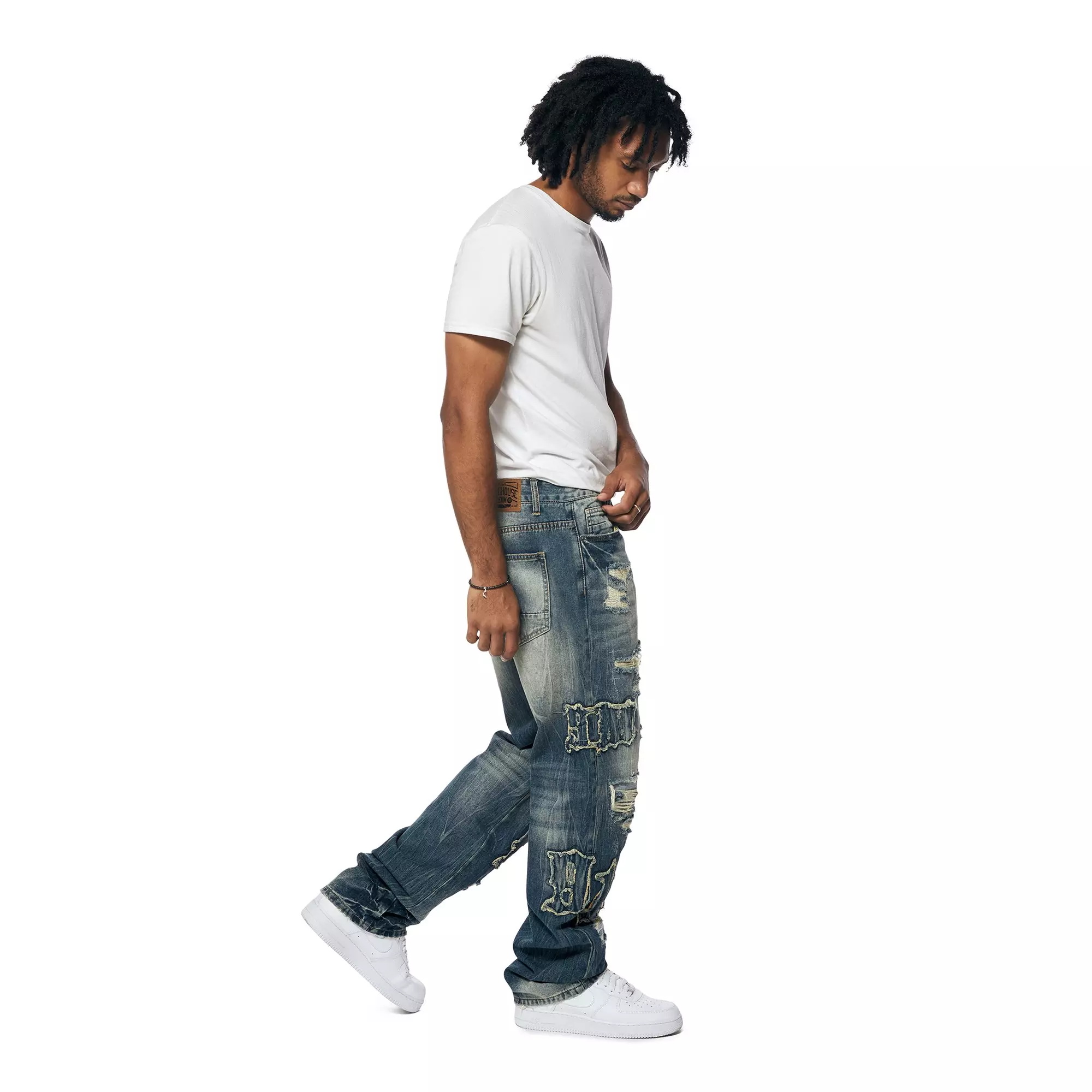 Grindhouse Men's Westport Blue Wide Straight Fit Jeans - BLUE
