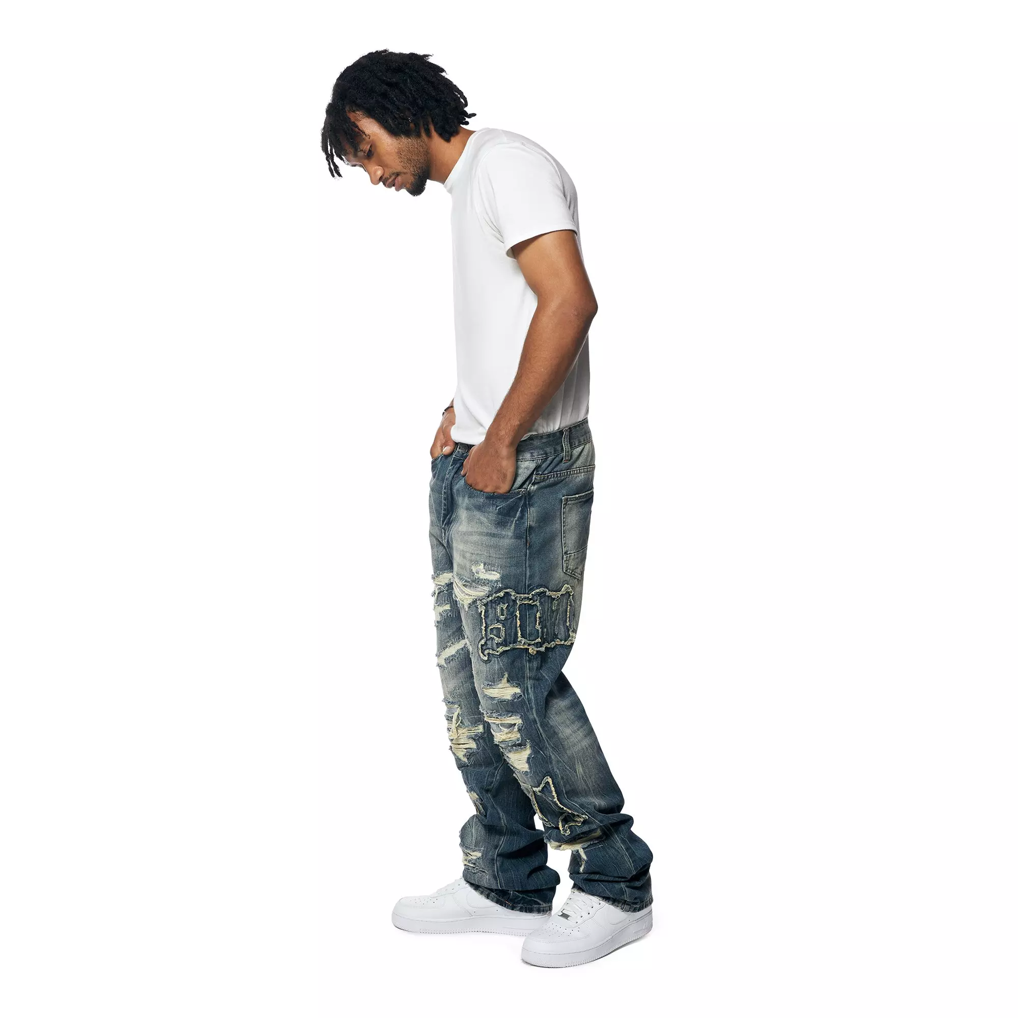 Grindhouse Men's Westport Blue Wide Straight Fit Jeans - BLUE
