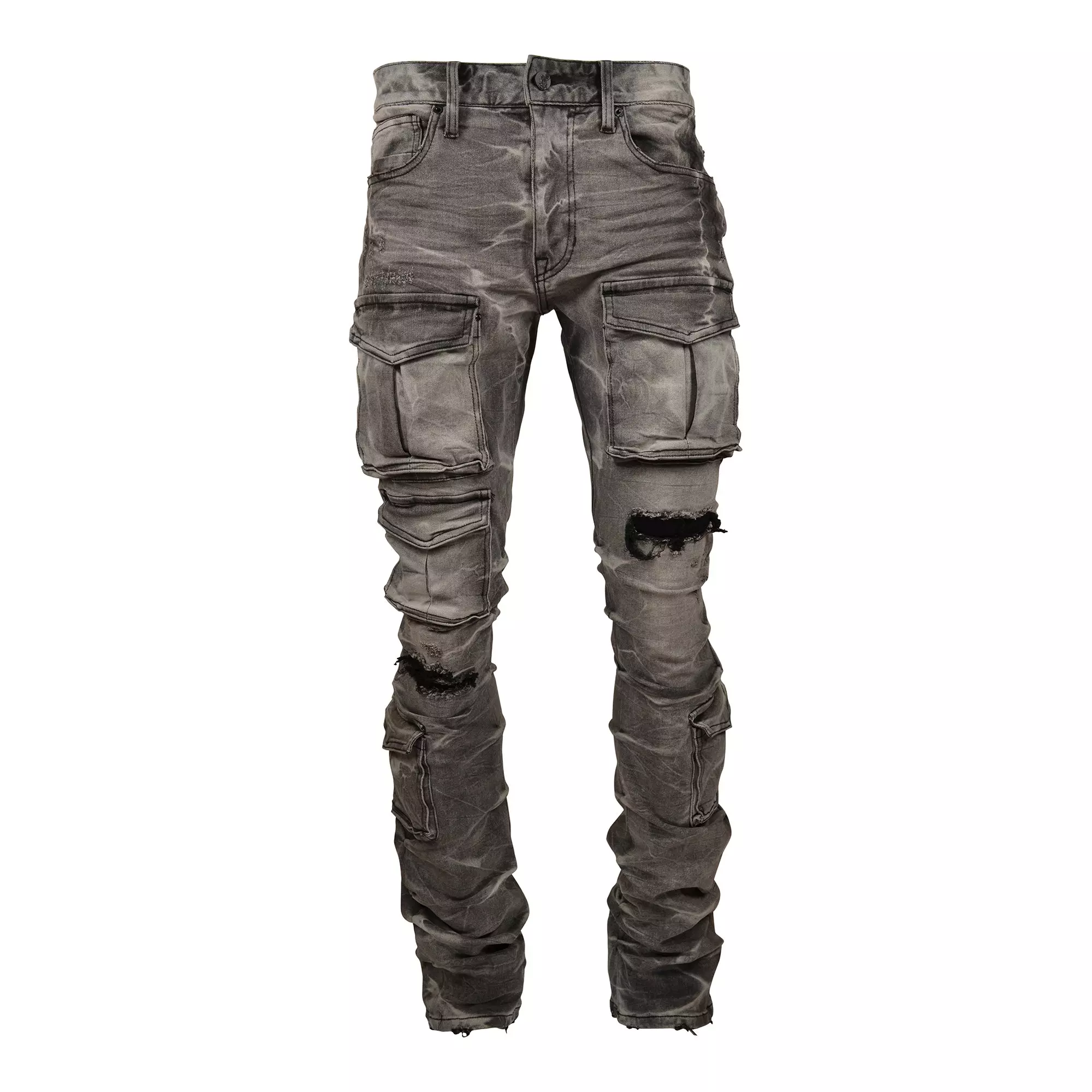 Grindhouse Men's Pluto Grey Stacked Flared Jeans - Multi - GREY