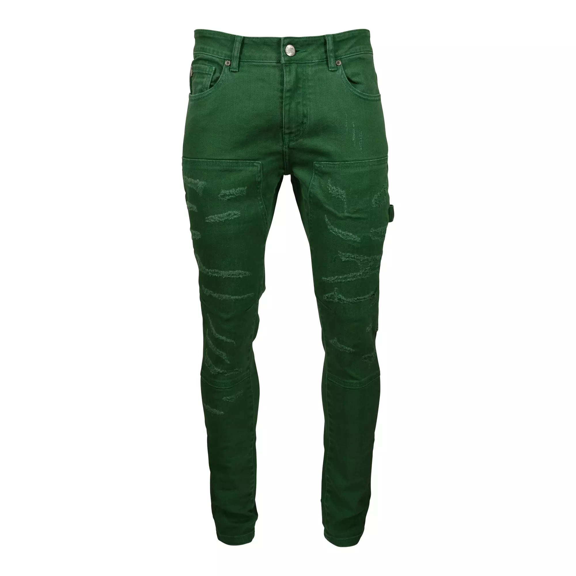 Grindhouse Men's Green Seamed Ripped Jeans - GREEN