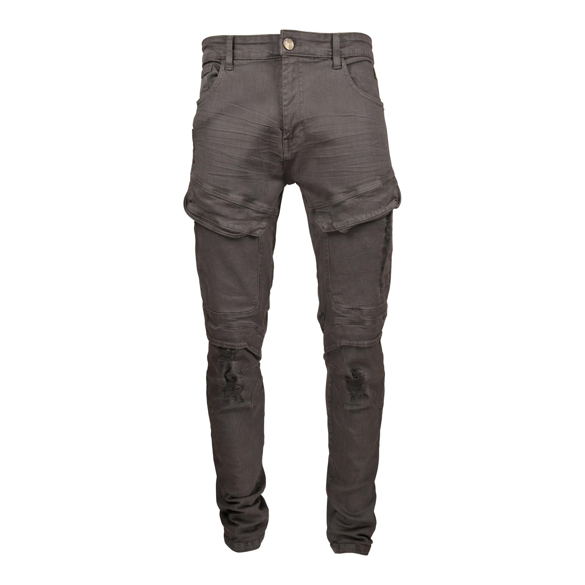 Grindhouse Men's Front Ripped Twill Pants - Grey - GREY