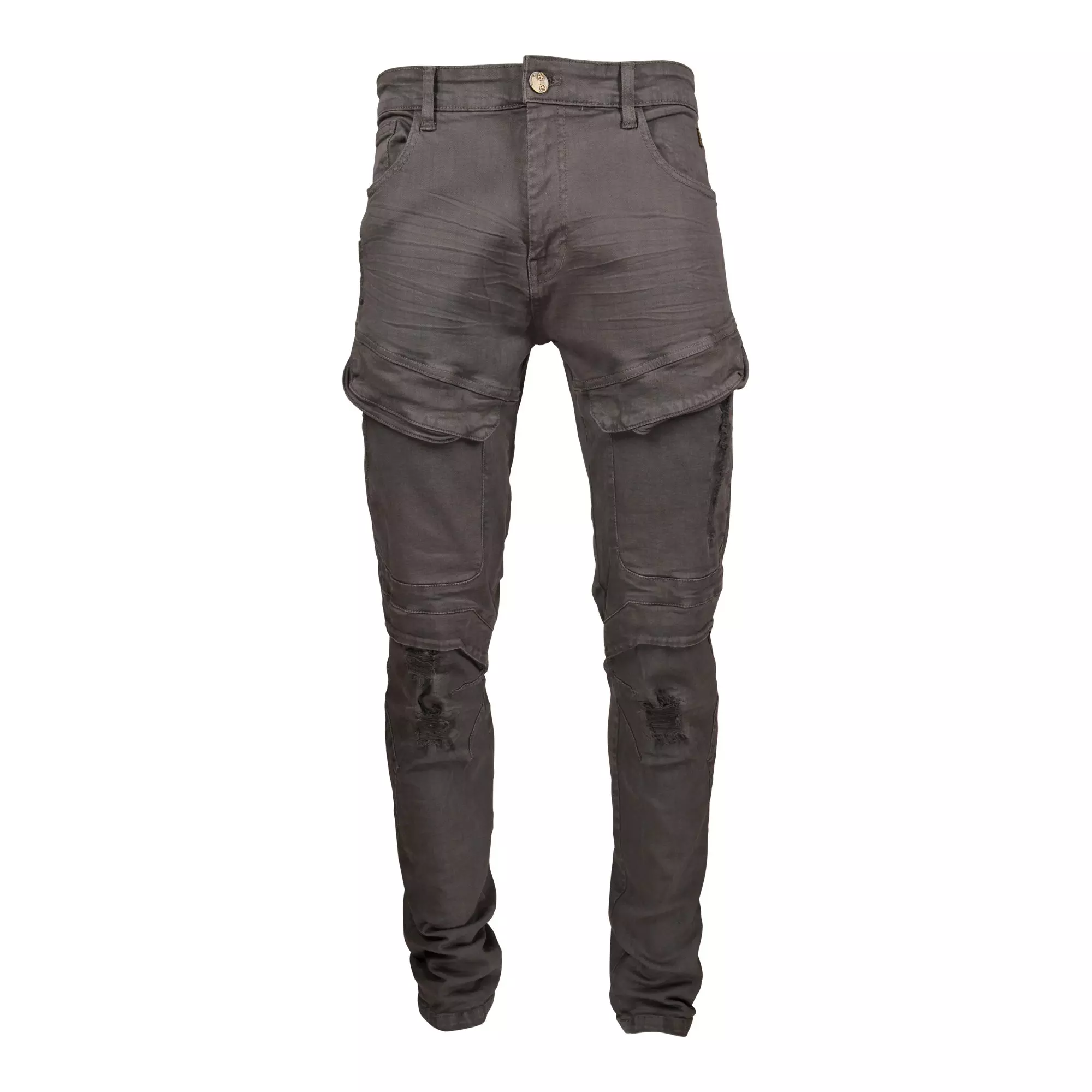 Grindhouse Men's Front Ripped Twill Pants - Grey - GREY