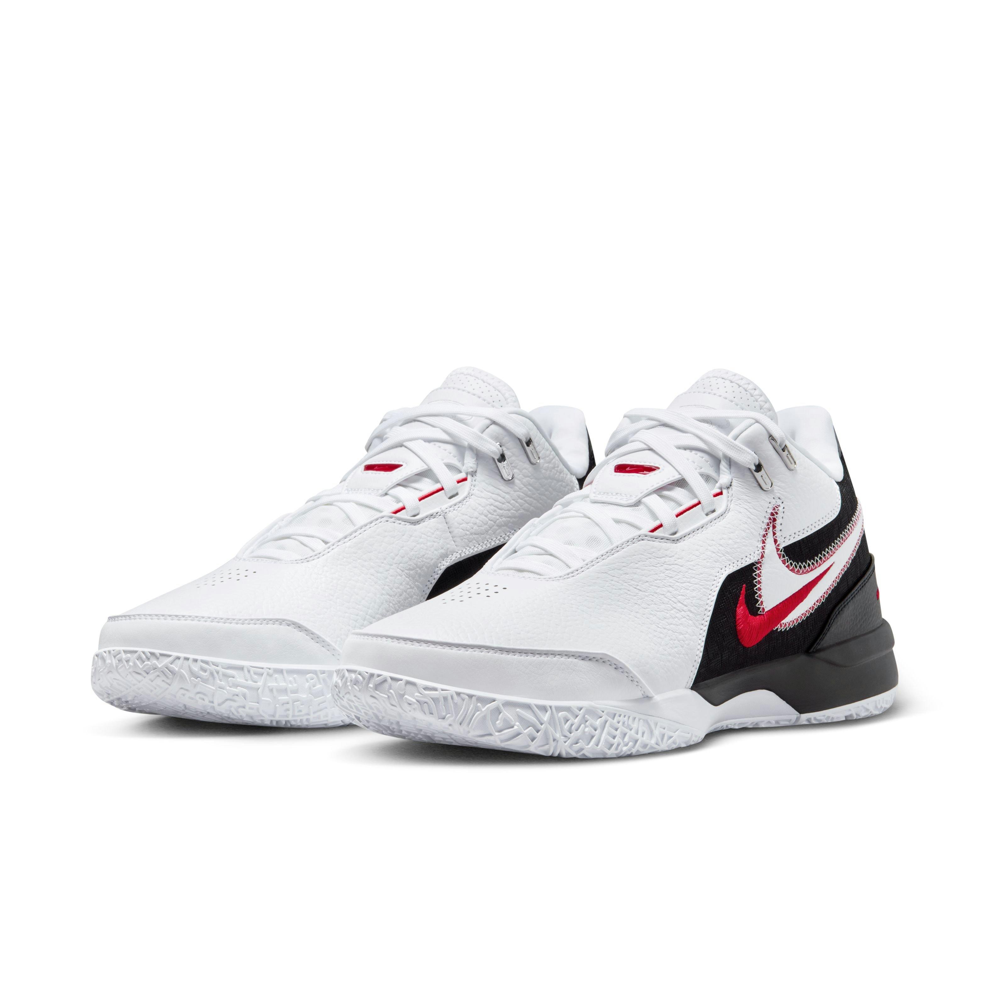 Nike LeBron NXXT Gen AMPD "First Game" Men's Basketball Shoe - WHITE/BLACK/UNIVERSITY RED Thumbnail View 3