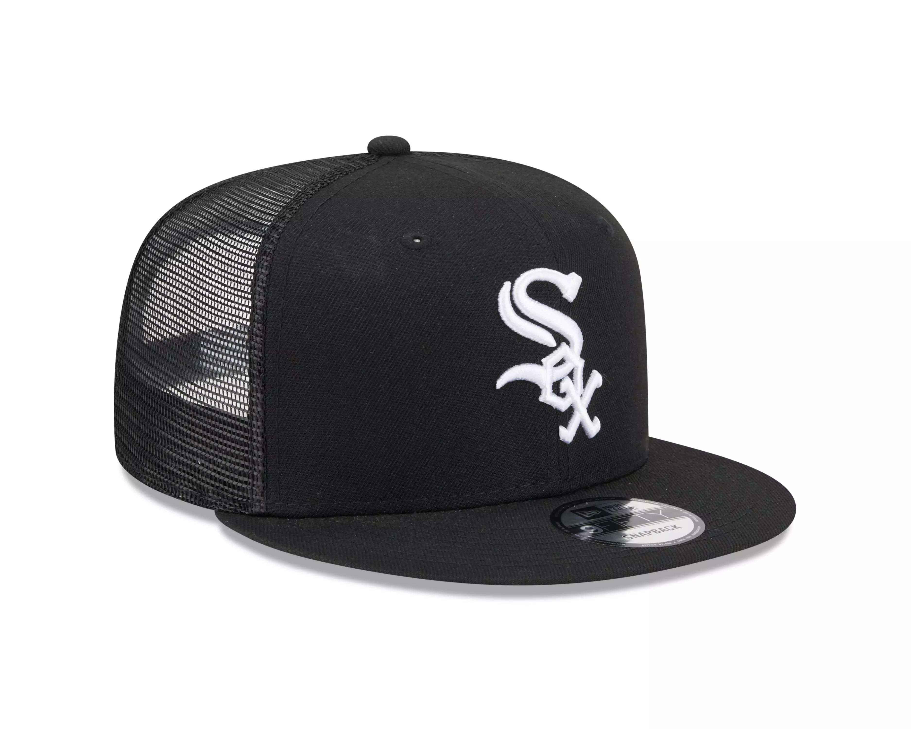 New Era Chicago White Sox 9FIFTY Evergreen Trucker Snapback Hat-Black - BLACK