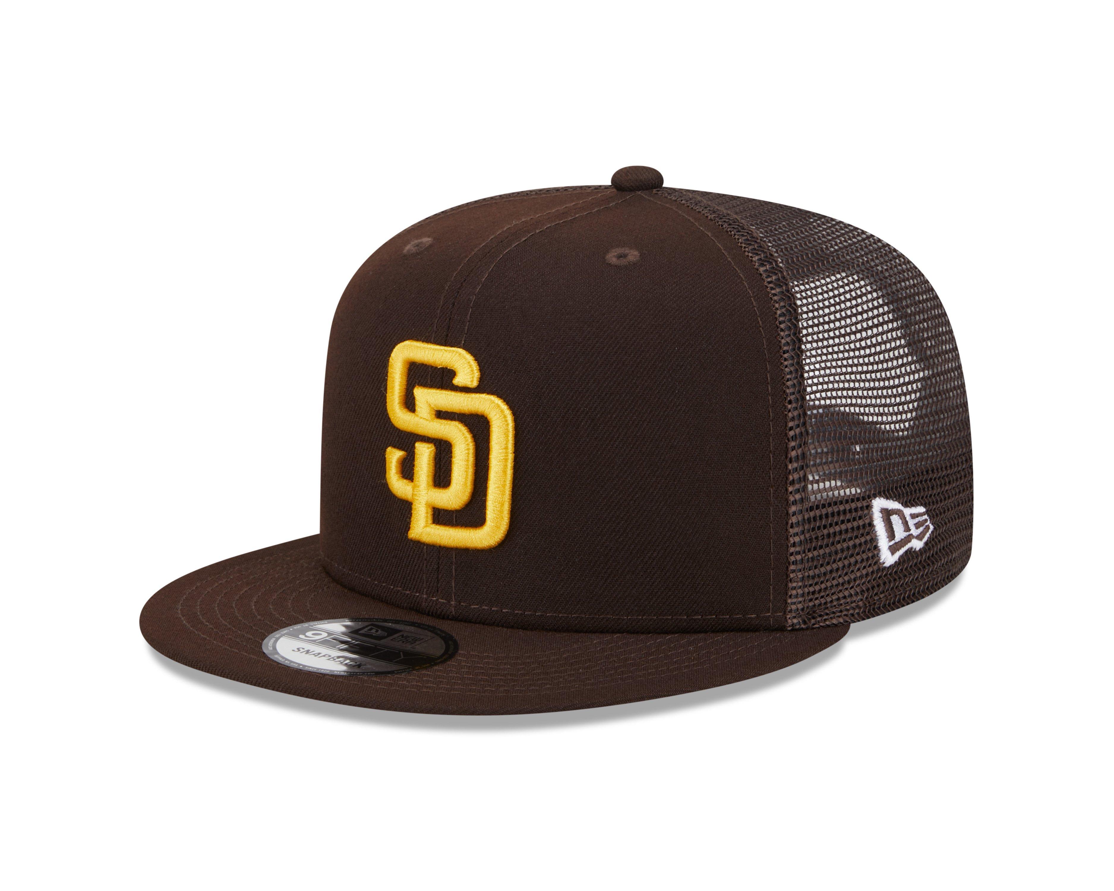 New Era San Diego Padres 9FIFTY Evergreen Trucker Snapback Hat - Brown - BROWN Thumbnail View 1