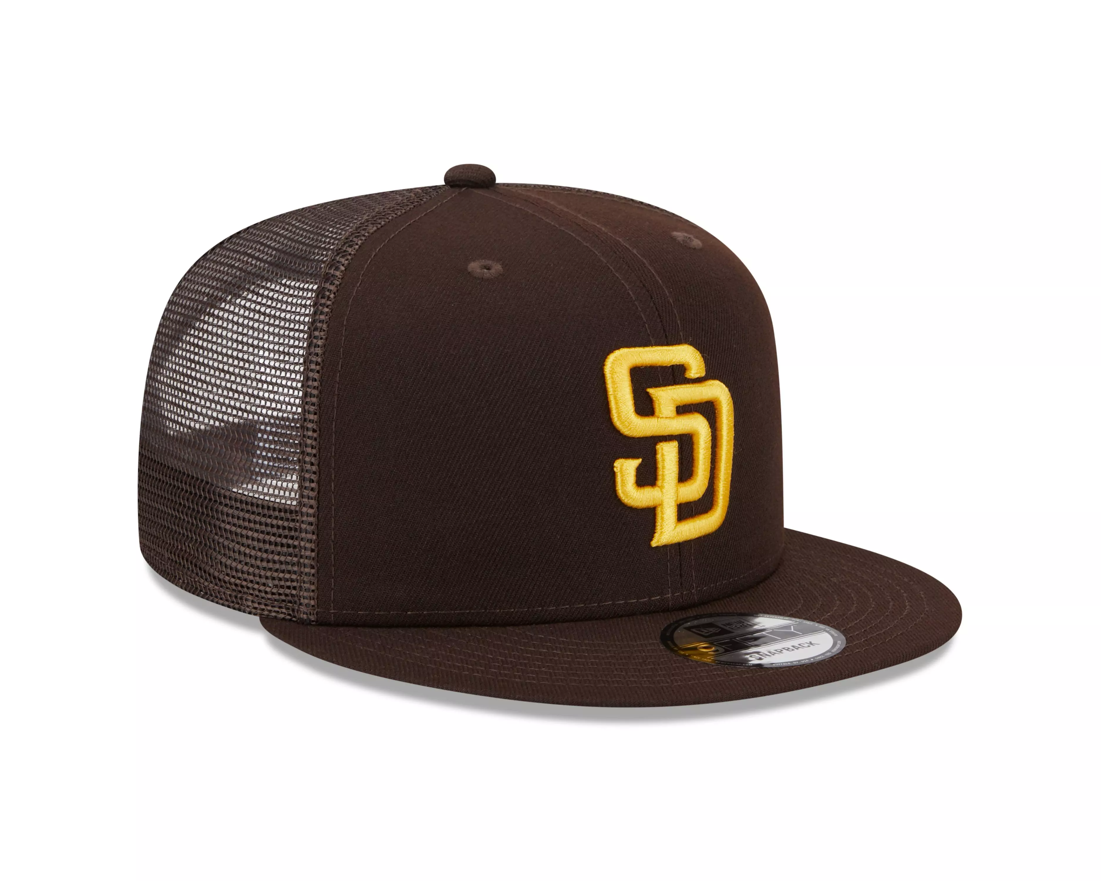 New Era San Diego Padres 9FIFTY Evergreen Trucker Snapback Hat-Brown - BROWN