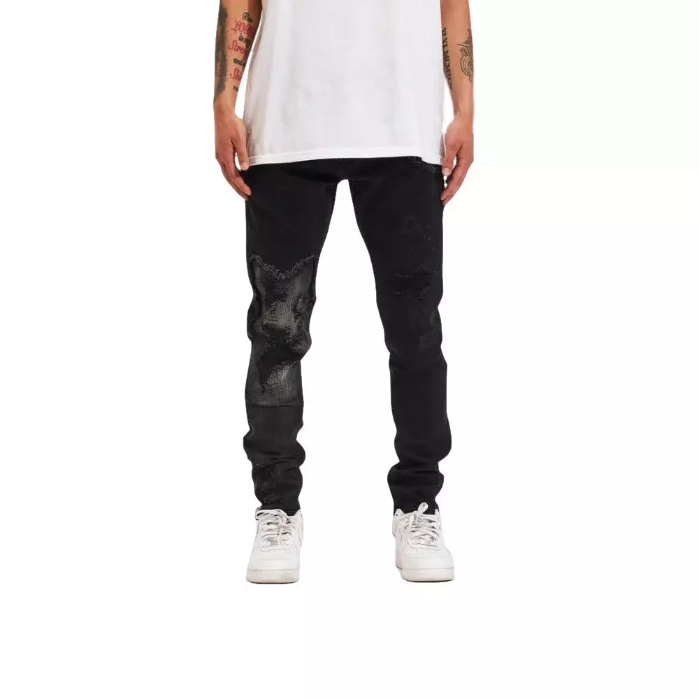 Crysp Denim Men's Arch Black Wash Slim Fit Jeans - BLACK