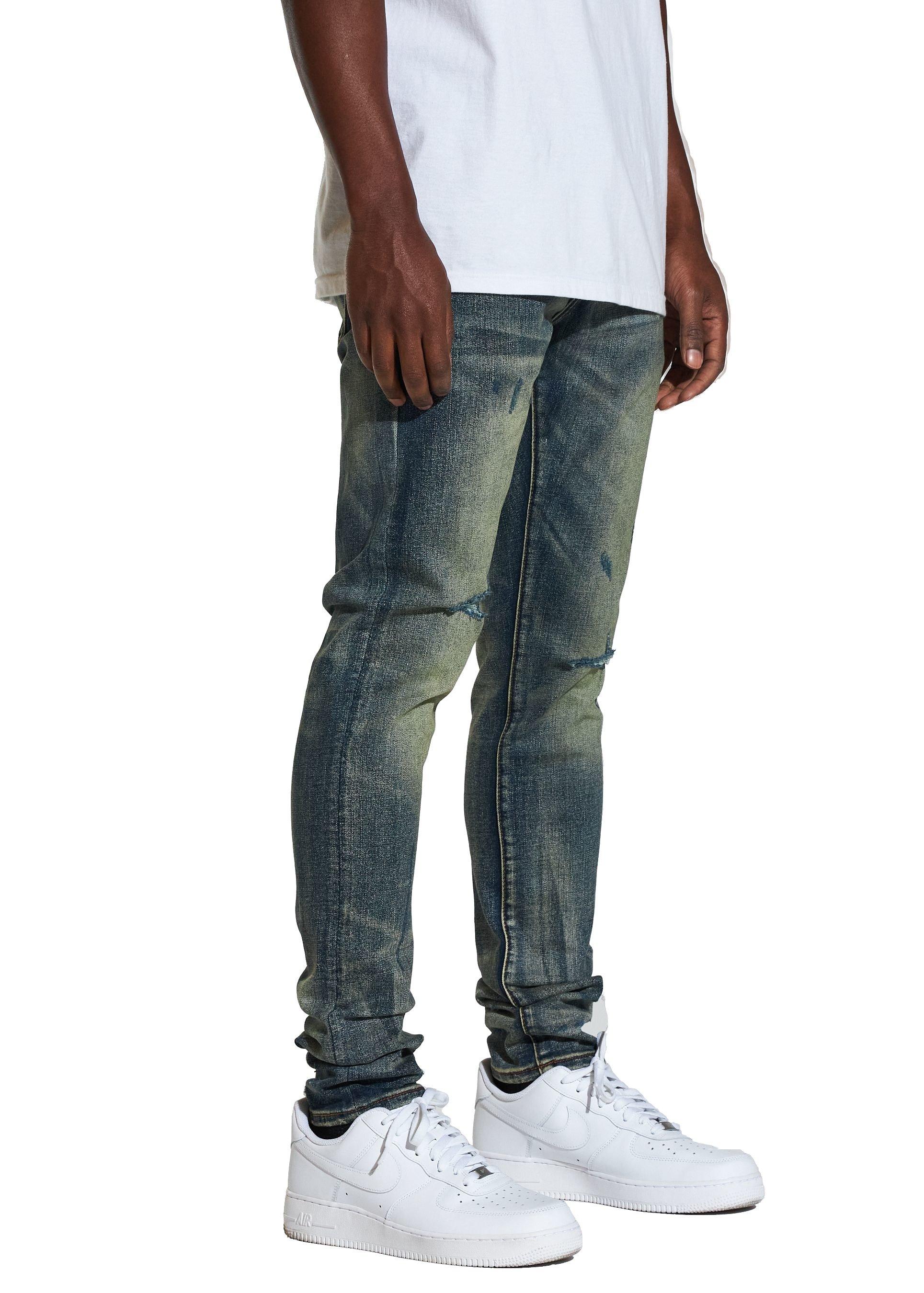 &nbsp;&nbsp;Crysp Denim Men's Atlantic Indigo Skinny Fit Jeans - DK BLUE Thumbnail View 3