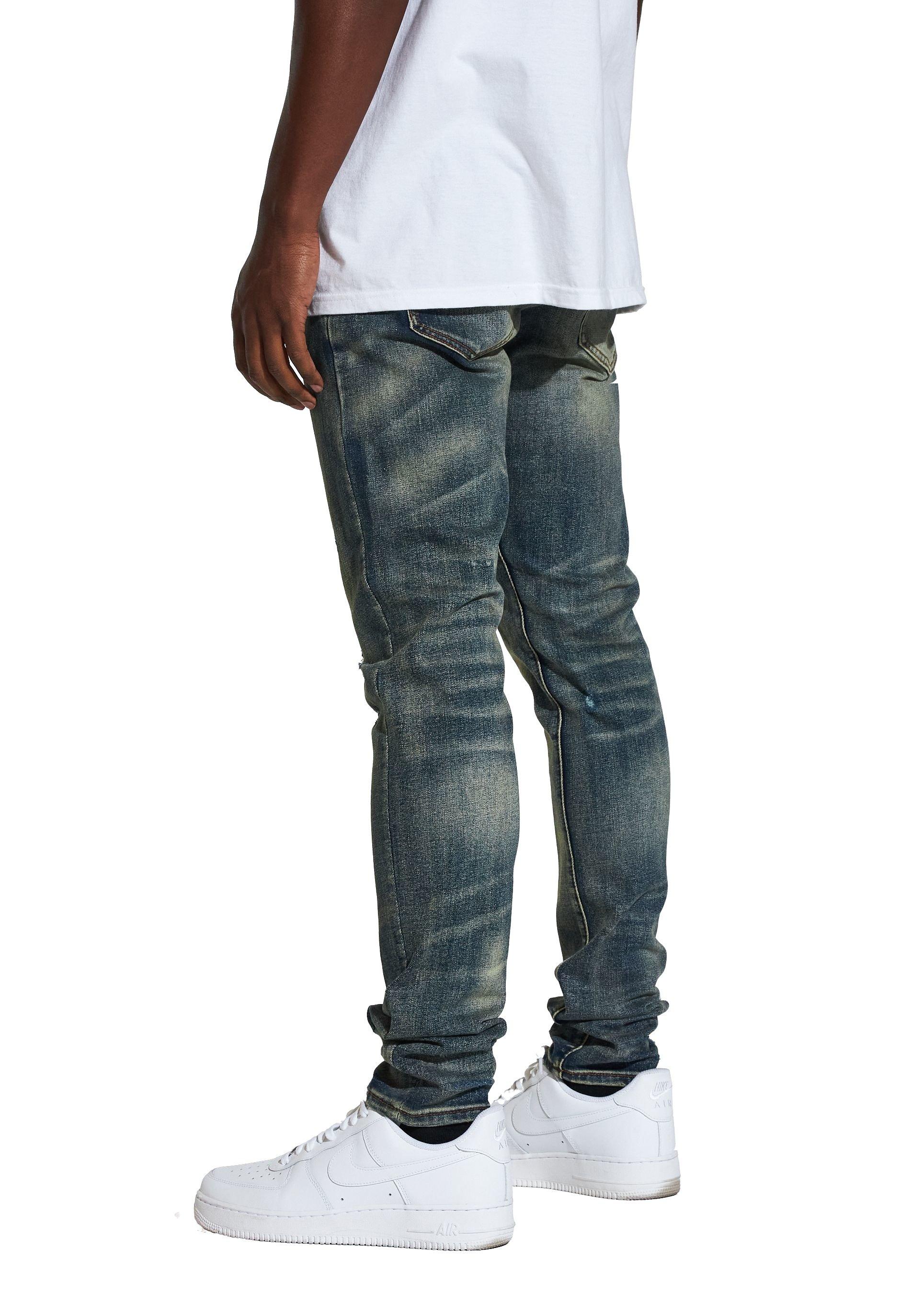 &nbsp;&nbsp;Crysp Denim Men's Atlantic Indigo Skinny Fit Jeans - DK BLUE Thumbnail View 4