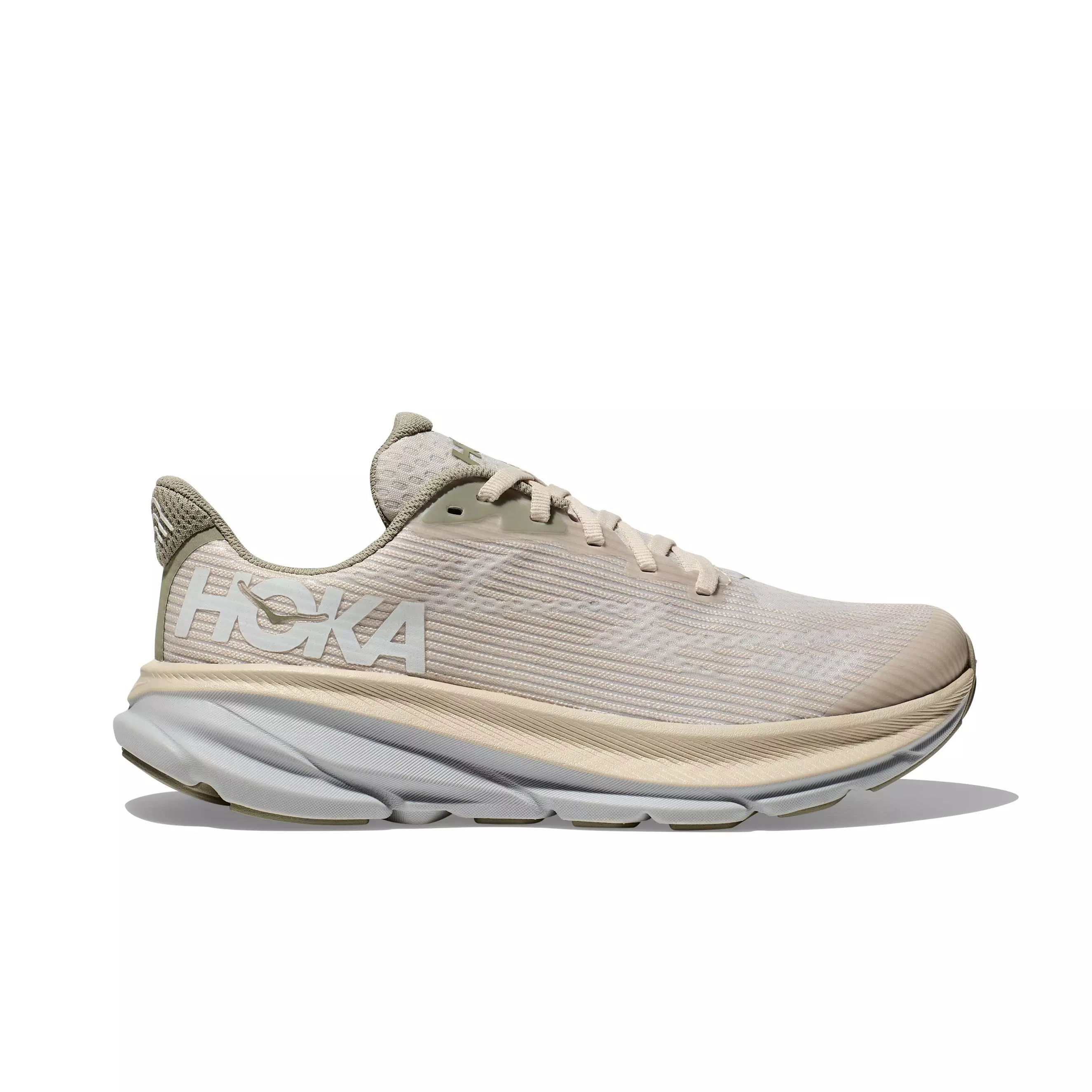 Hoka Clifton 9 "Oatmilk" Grade School Kids' Running Shoe - TAN