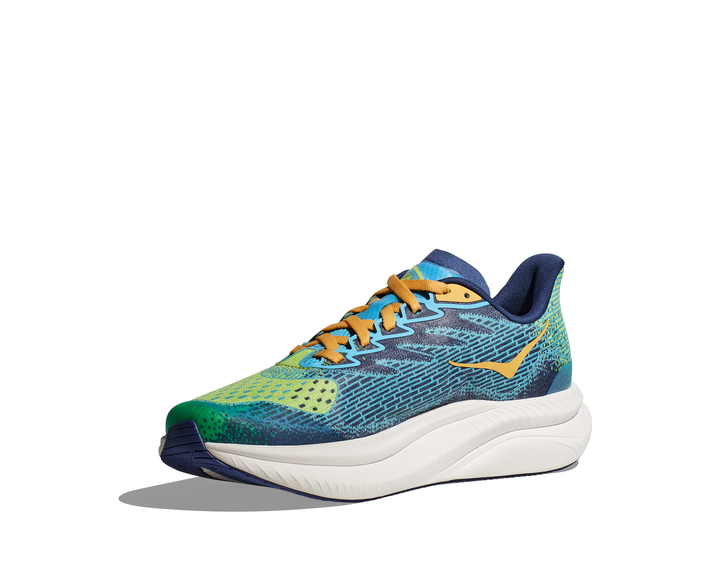 Hoka Mach 6 "Lettuce/Bellwether Blue" Grade School Boys' Running Shoe - GREEN/BLUE Thumbnail View 8