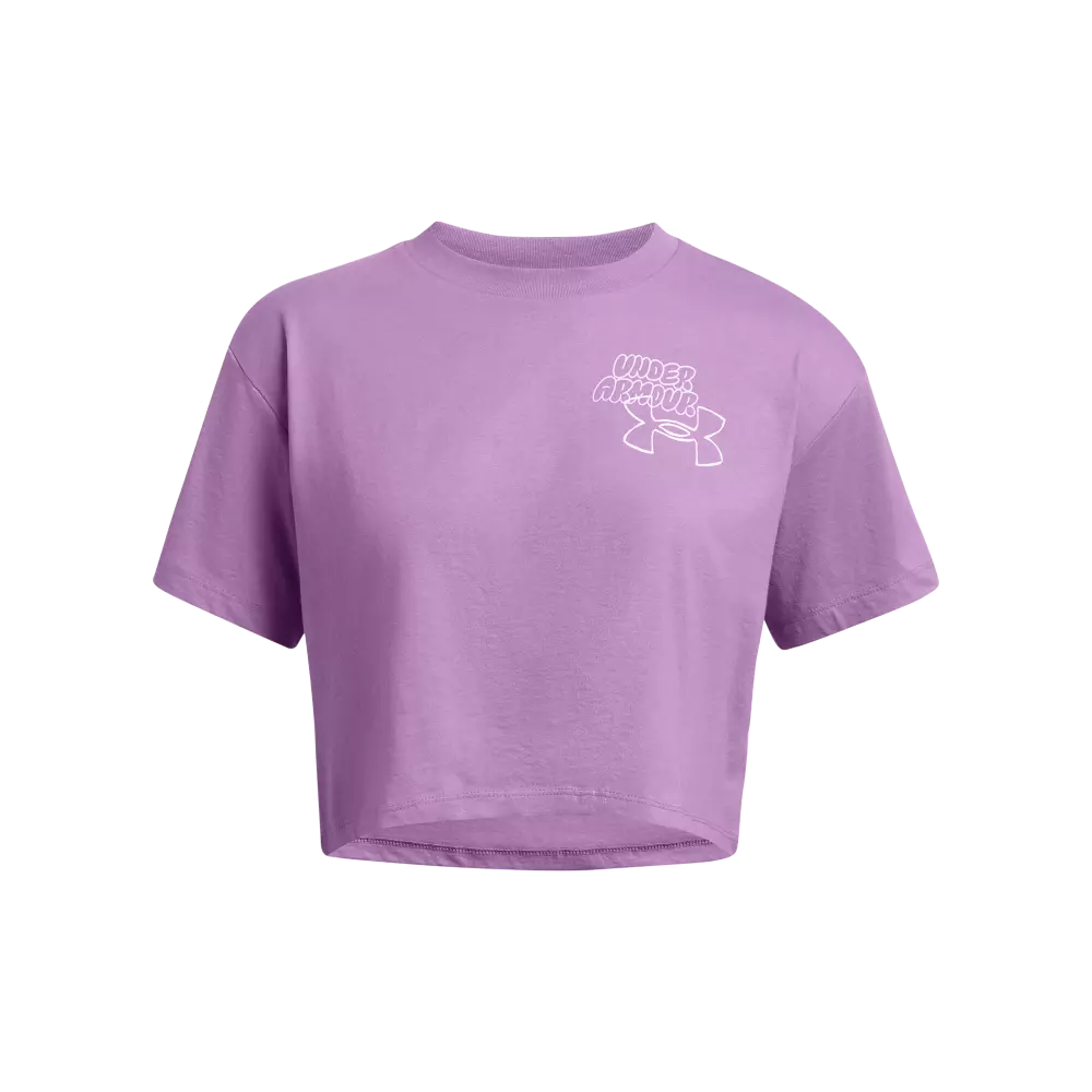 Under Armour Women's Bubble Script Crop Tee - PURPLE