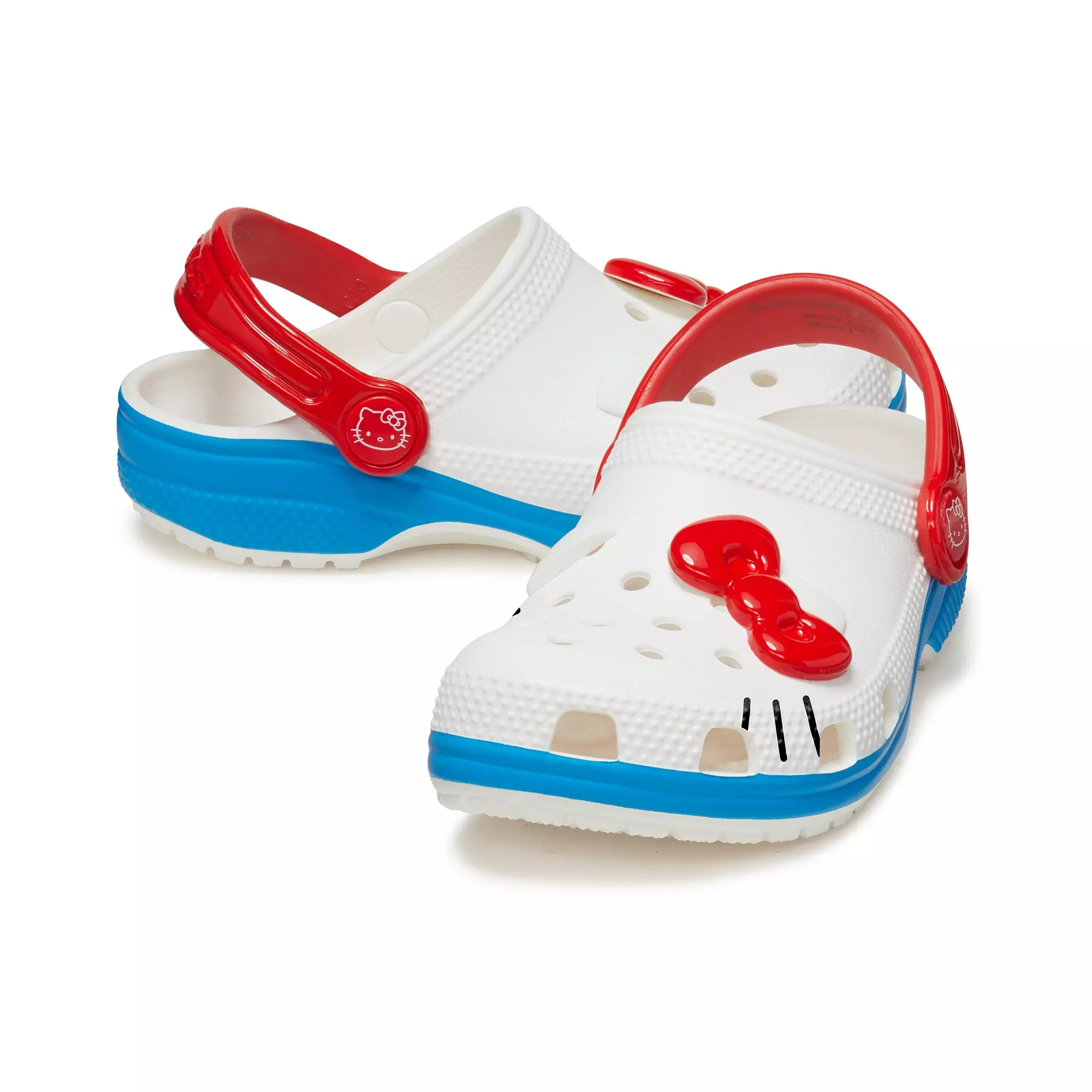 Crocs Classic "Hello Kitty" Preschool Girls' Clog - WHITE/BLUE/RED