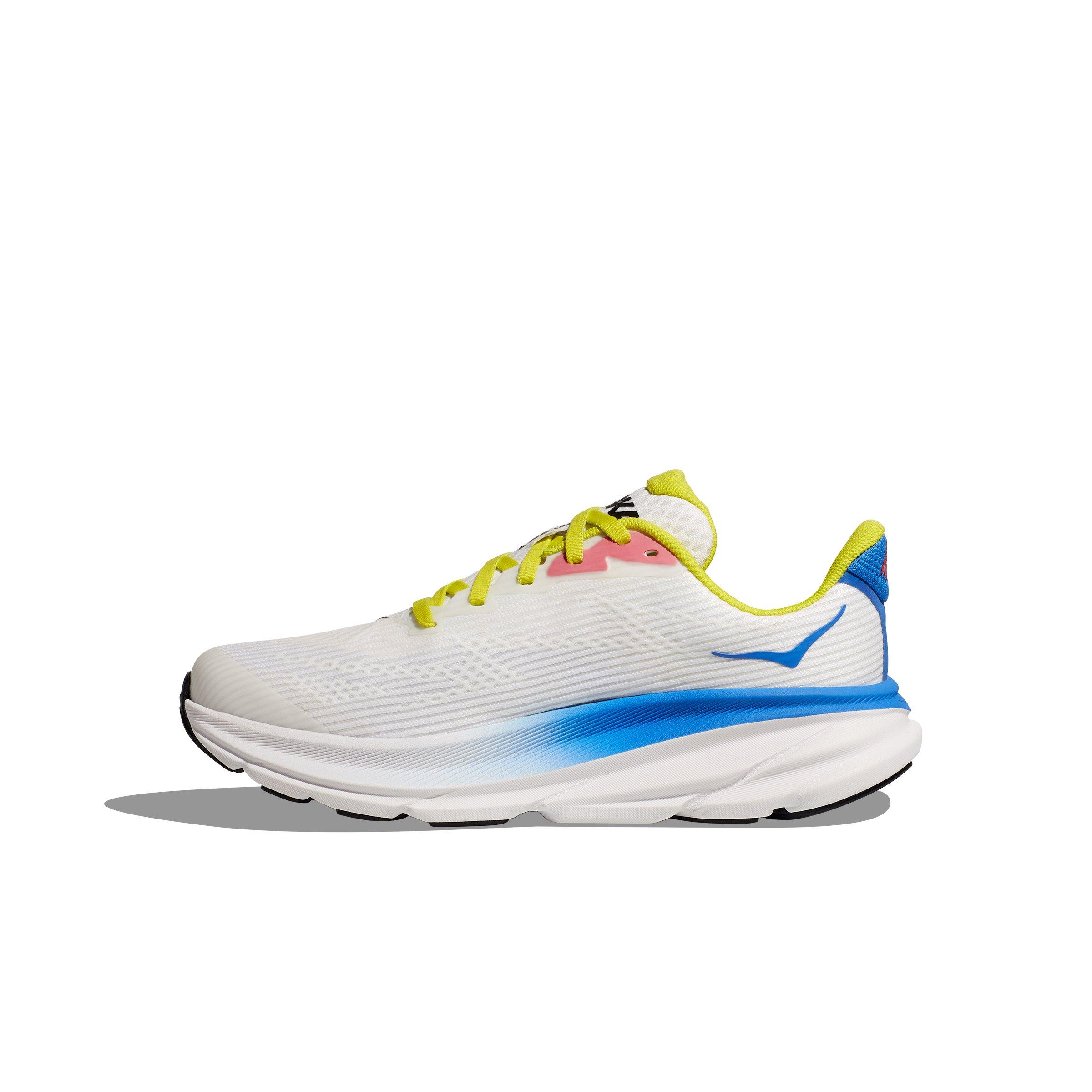 Hoka Clifton 9 Grade School Kids' "Blanc De Blanc/Virtual Blue" Running Shoe