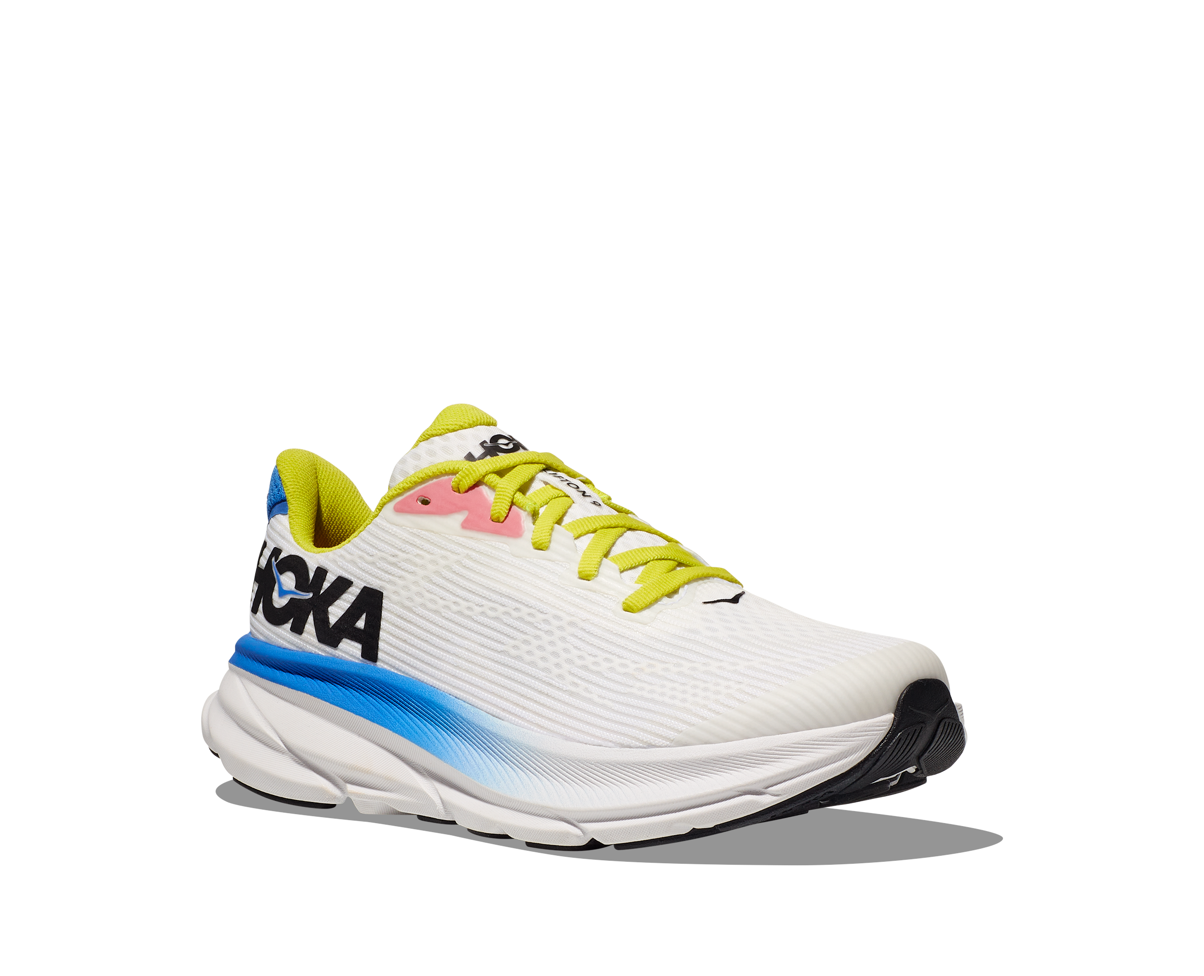 Hoka Clifton 9 Grade School Kids' "Blanc De Blanc/Virtual Blue" Running Shoe