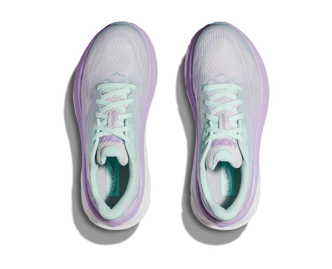 Hoka Clifton 9 Grade School Girls' "Sunlit Ocean/Lilac Mist" Running Shoe