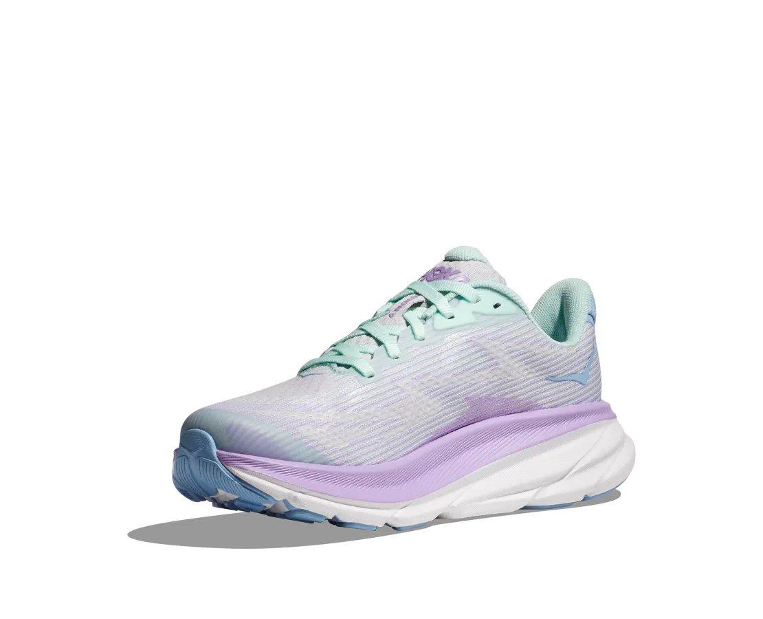Hoka Clifton 9 Grade School Girls' "Sunlit Ocean/Lilac Mist" Running Shoe