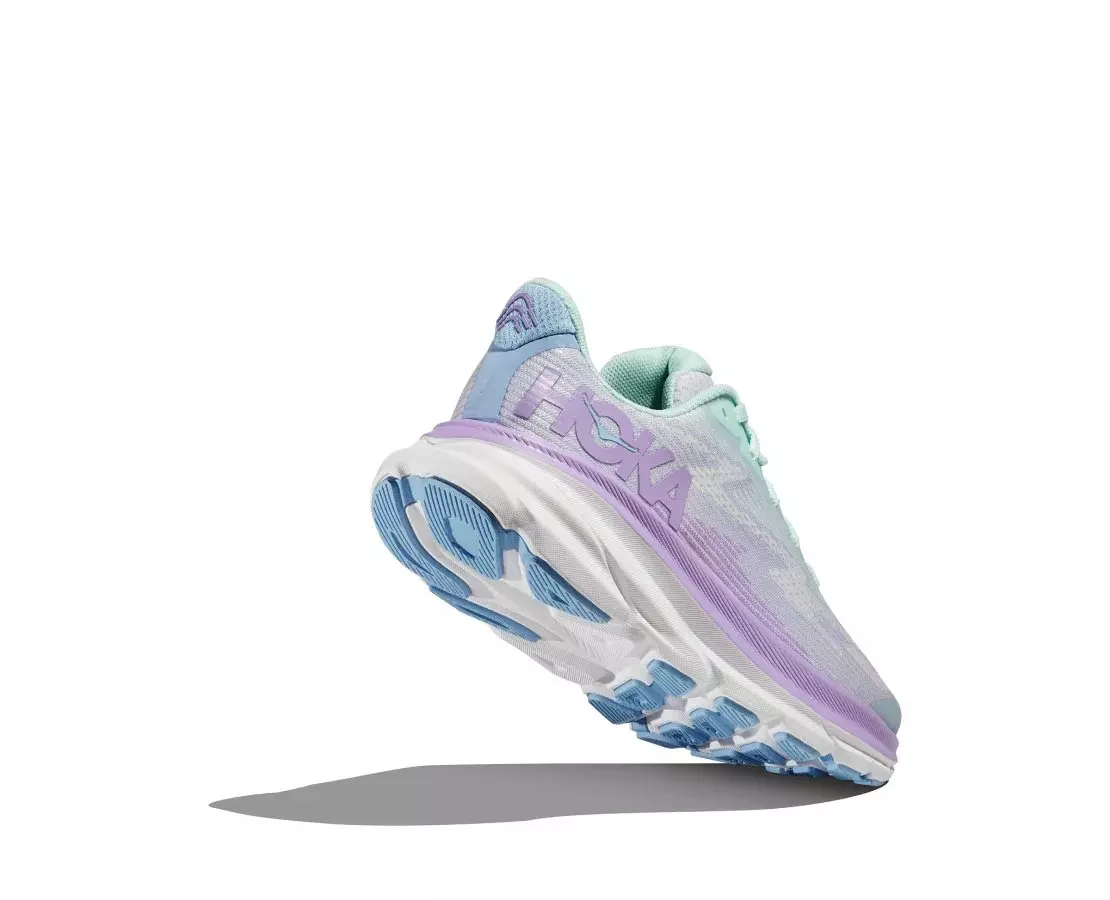 Hoka Clifton 9 "Sunlit Ocean/Lilac Mist" Grade School Girls' Running Shoe - PURPLE/WHITE
