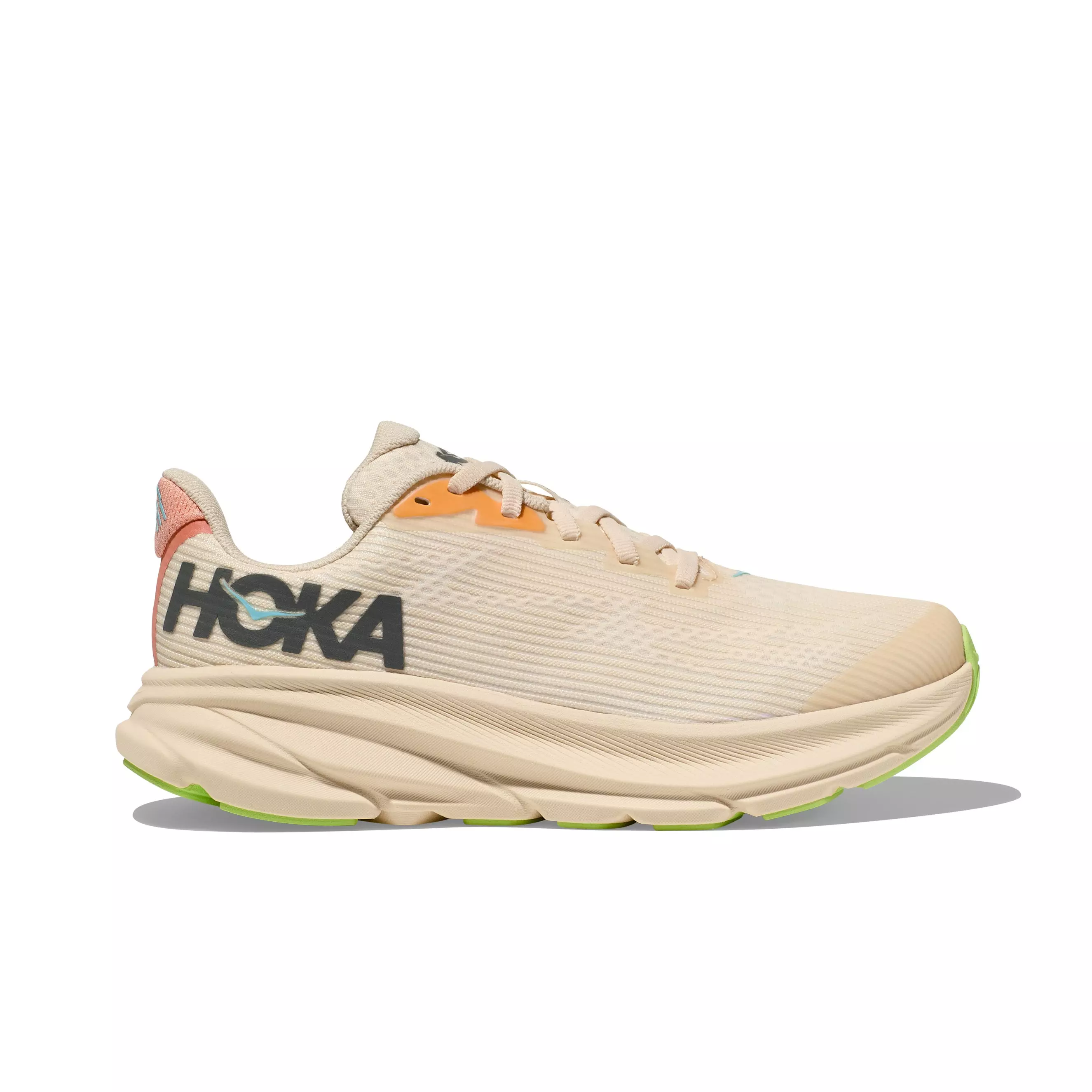 Hoka Clifton 9 "Vanilla/Astral" Grade School Girls' Running Shoe - BEIGE