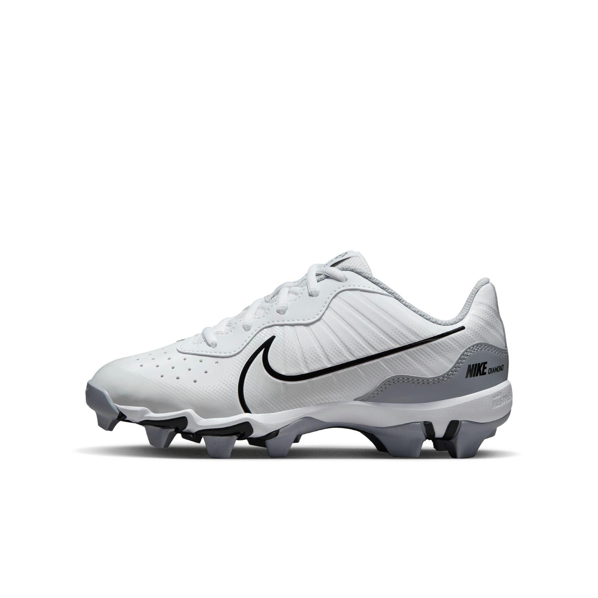 Nike Alpha Huarache 4 Keystone "White/Black/Wolf Grey/Pure Platinum" Grade School Boys' Baseball Cleat - WHITE/BLACK/GREY Thumbnail View 3