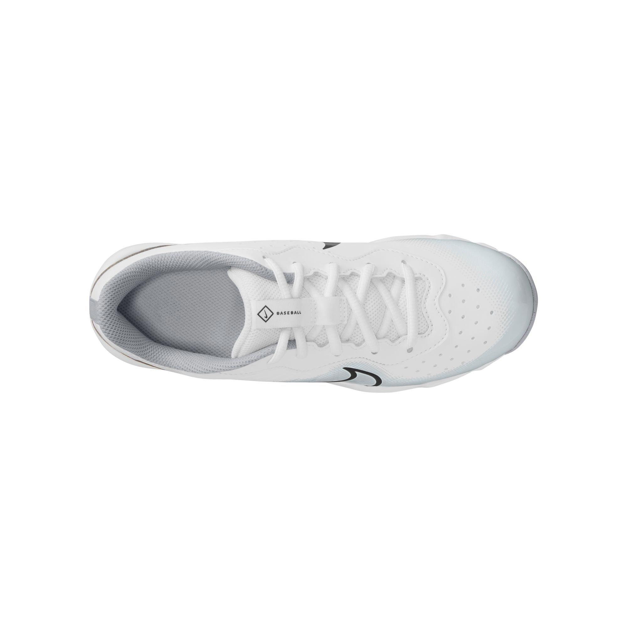 Nike Alpha Huarache 4 Keystone "White/Black/Wolf Grey/Pure Platinum" Grade School Boys' Baseball Cleat - WHITE/BLACK/GREY Thumbnail View 6