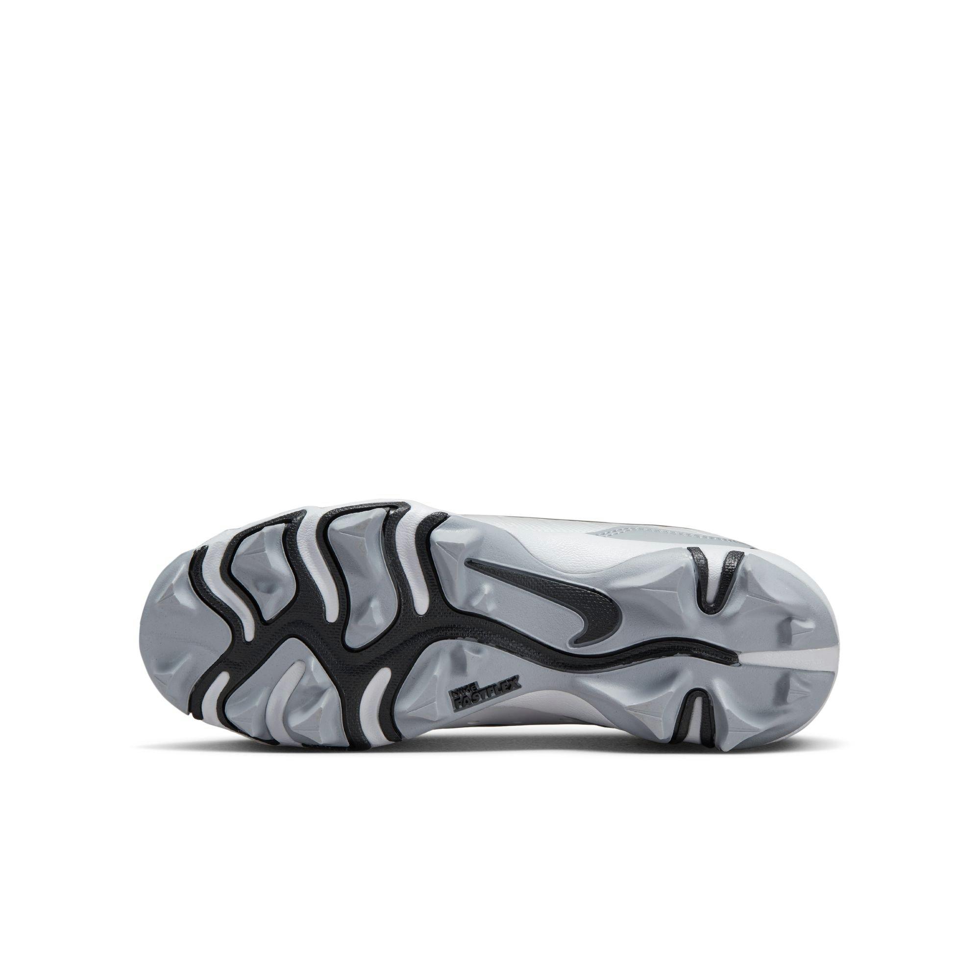 Nike Alpha Huarache 4 Keystone "White/Black/Wolf Grey/Pure Platinum" Grade School Boys' Baseball Cleat - WHITE/BLACK/GREY Thumbnail View 8