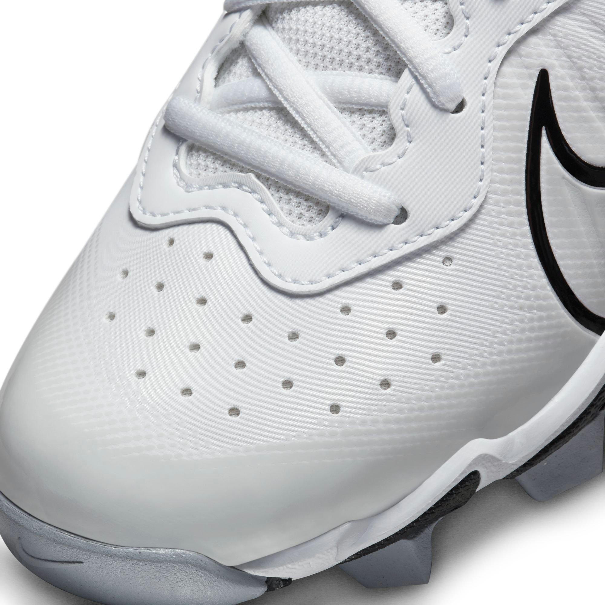 Nike Alpha Huarache 4 Keystone "White/Black/Wolf Grey/Pure Platinum" Grade School Boys' Baseball Cleat - WHITE/BLACK/GREY Thumbnail View 9