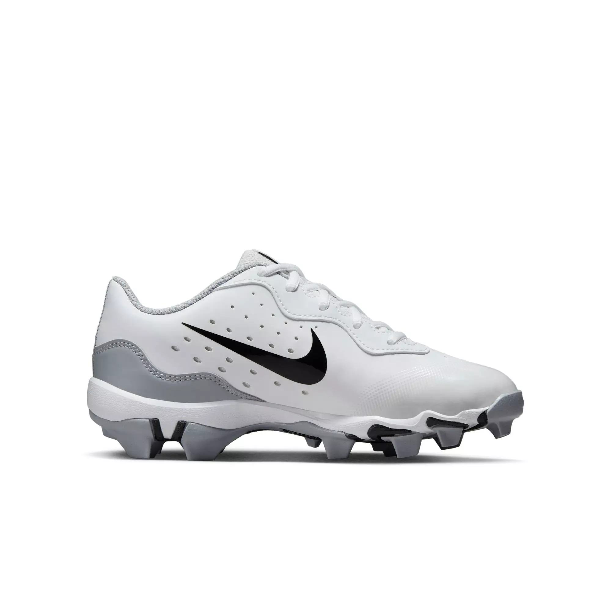 Nike Alpha Huarache 4 Keystone "White/Black/Wolf Grey/Pure Platinum" Grade School Boys' Baseball Cleat - WHITE/BLACK/GREY