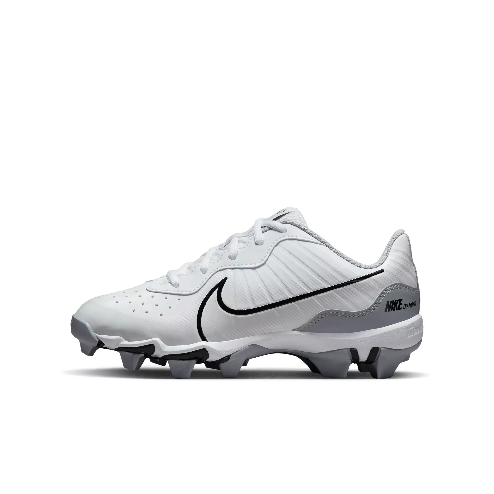 Nike Alpha Huarache 4 Keystone "White/Black/Wolf Grey/Pure Platinum" Preschool Boys' Baseball Cleat - WHITE/BLACK/GREY