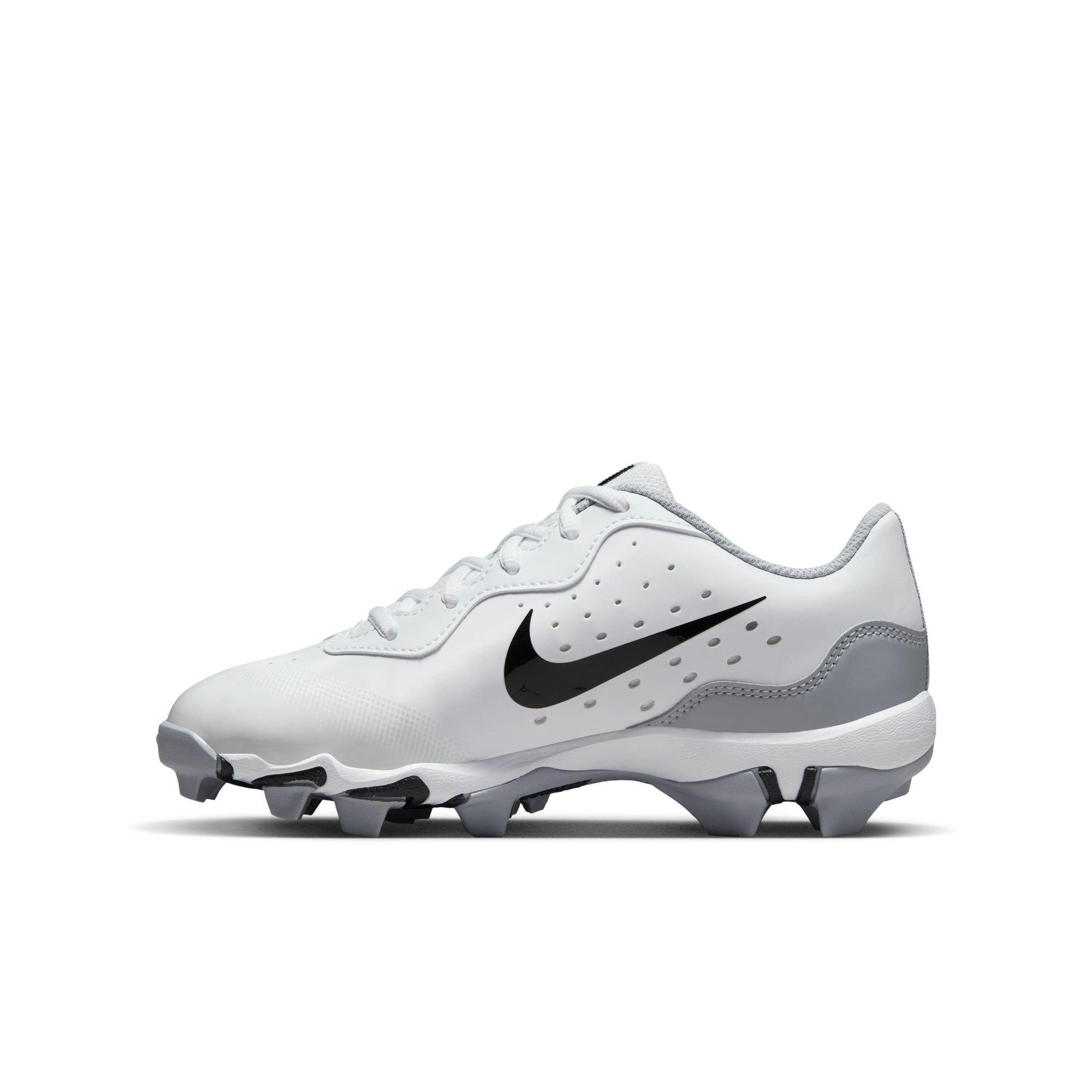 Nike Alpha Huarache 4 Keystone "White/Black/Wolf Grey/Pure Platinum" Preschool Boys' Baseball Cleat - WHITE/BLACK/GREY Thumbnail View 4